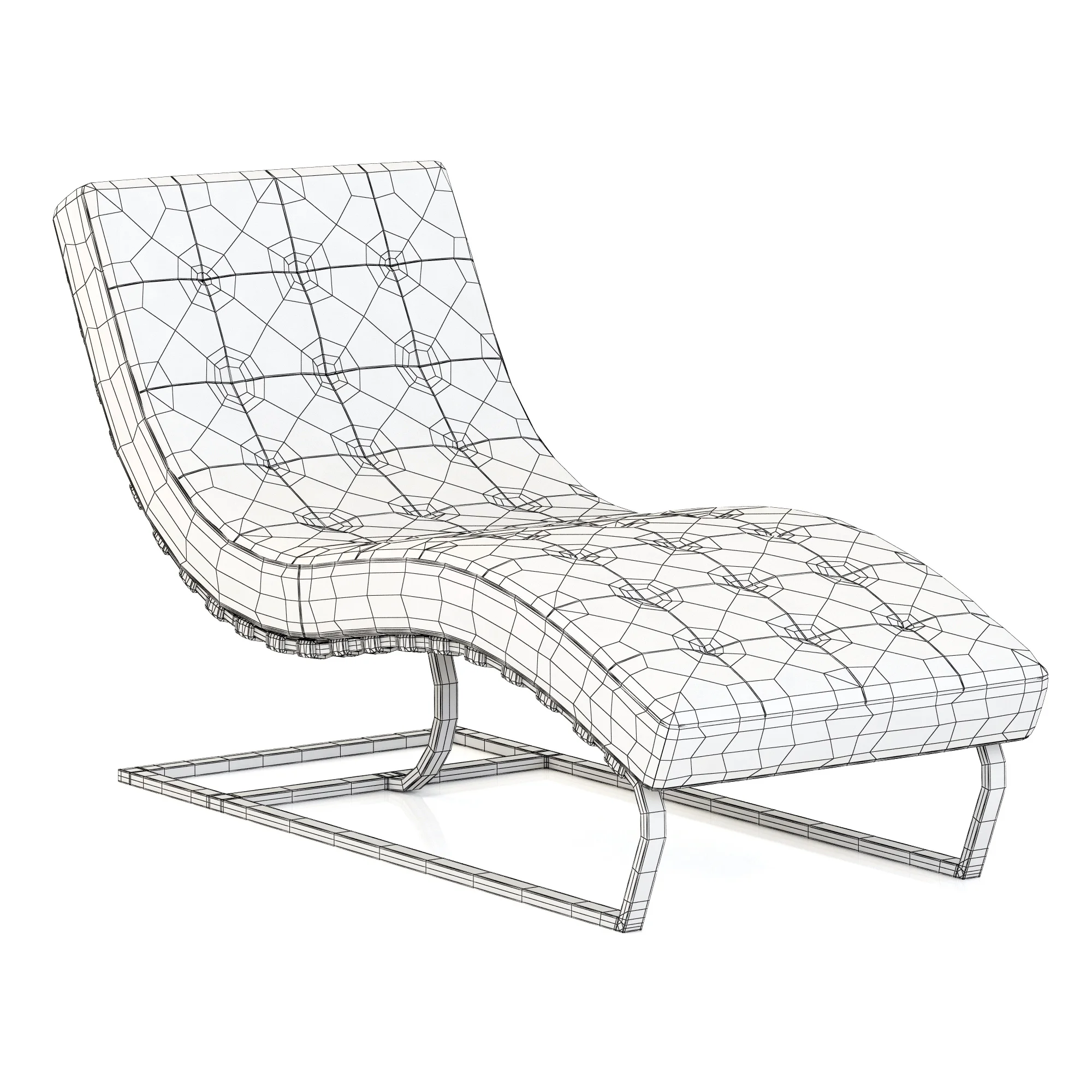 RH Modern Rossi Tufted Leather Chaise — 3D model preview 5