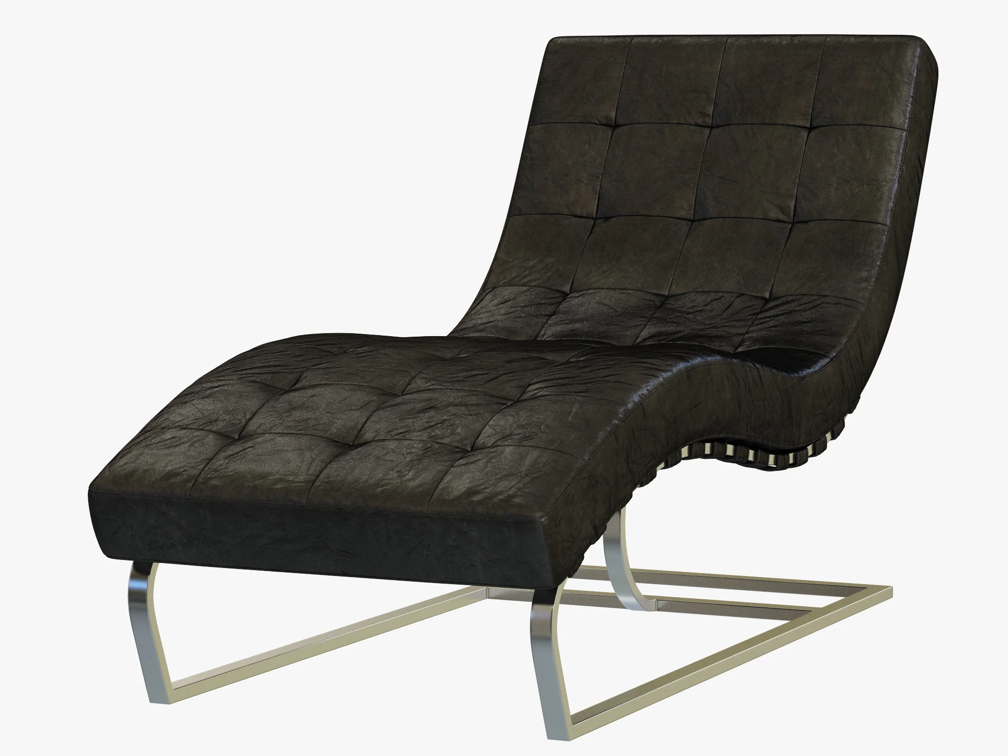 RH Modern Rossi Tufted Leather Chaise — 3D model preview 6