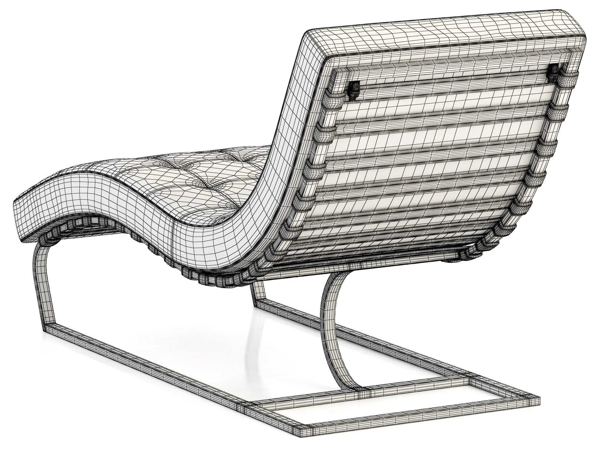 RH Modern Rossi Tufted Leather Chaise — 3D model preview 10
