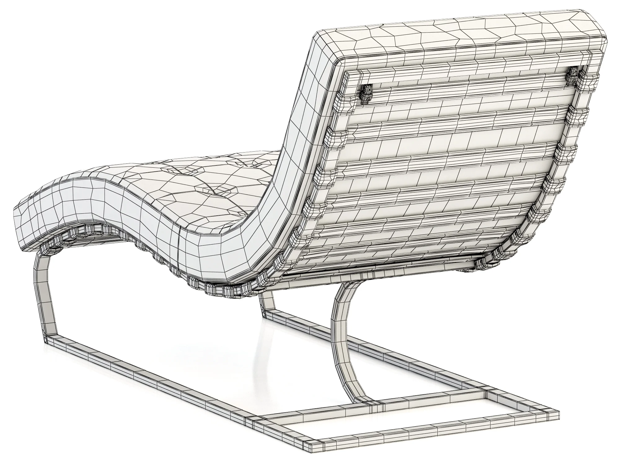 RH Modern Rossi Tufted Leather Chaise — 3D model preview 11