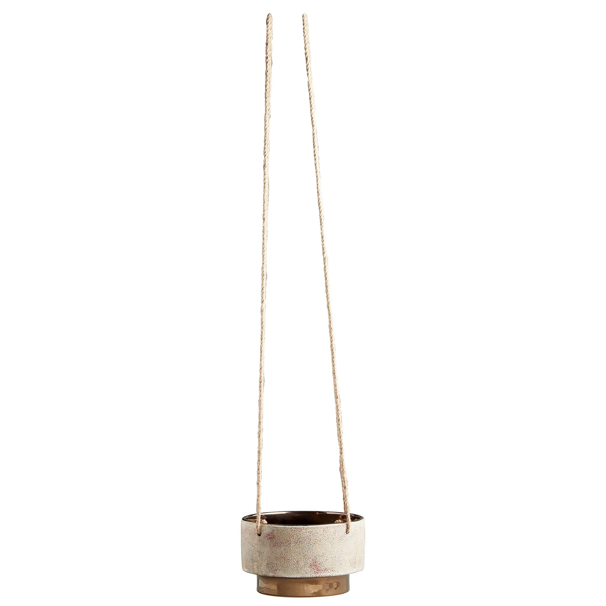 Mid-Century Hanging Stoneware Planter with Jute Rope