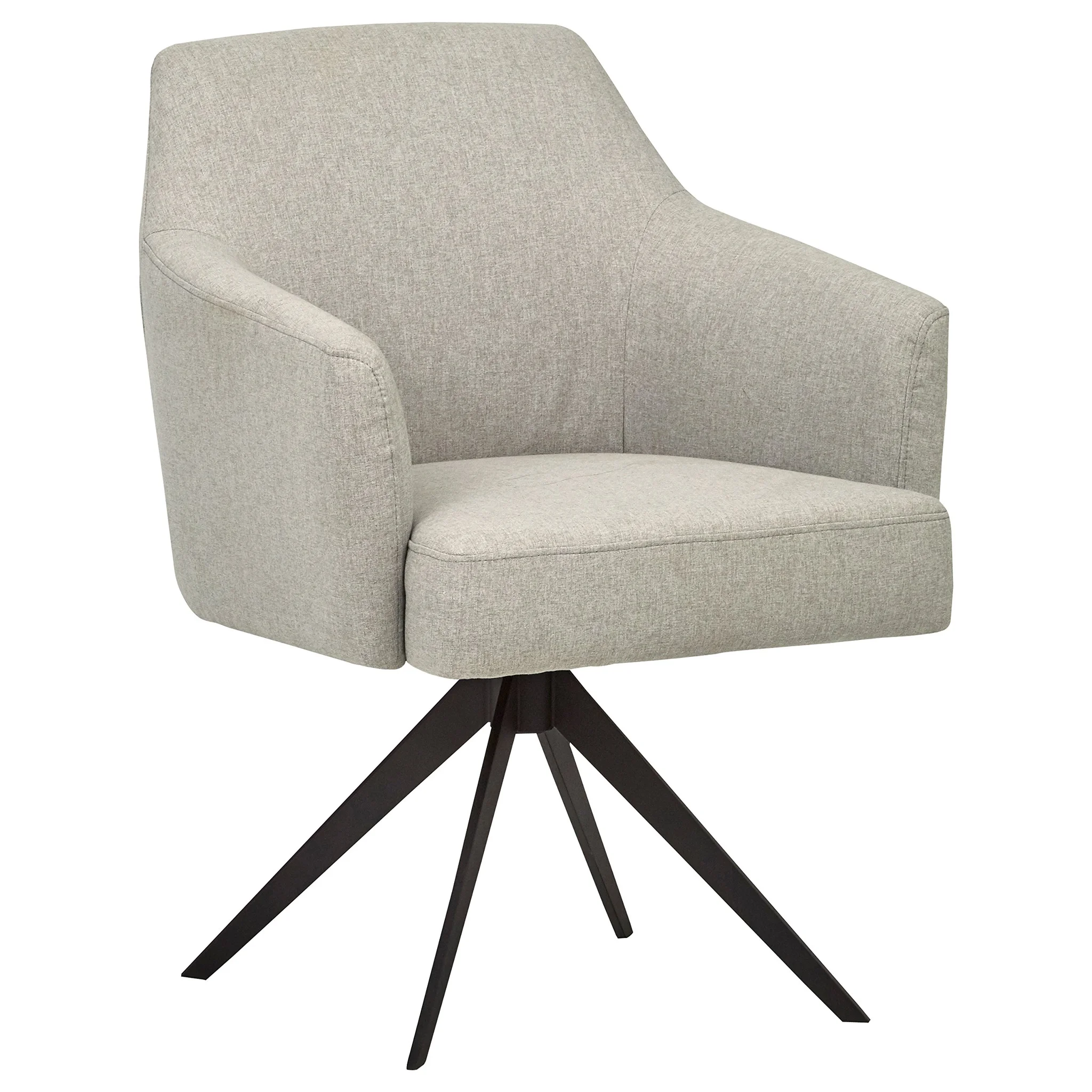 Mid-Century Modern Swivel Armchair with Metal Base – Felt Grey