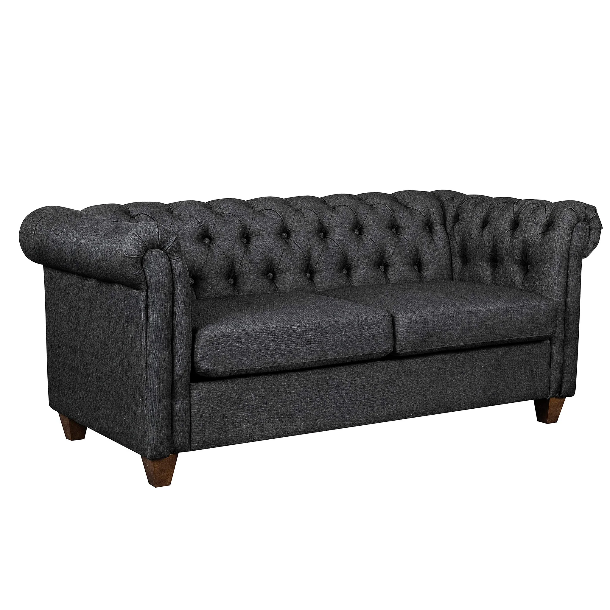 Chesterfield Tufted Fabric Loveseat Sofa – Slate Grey