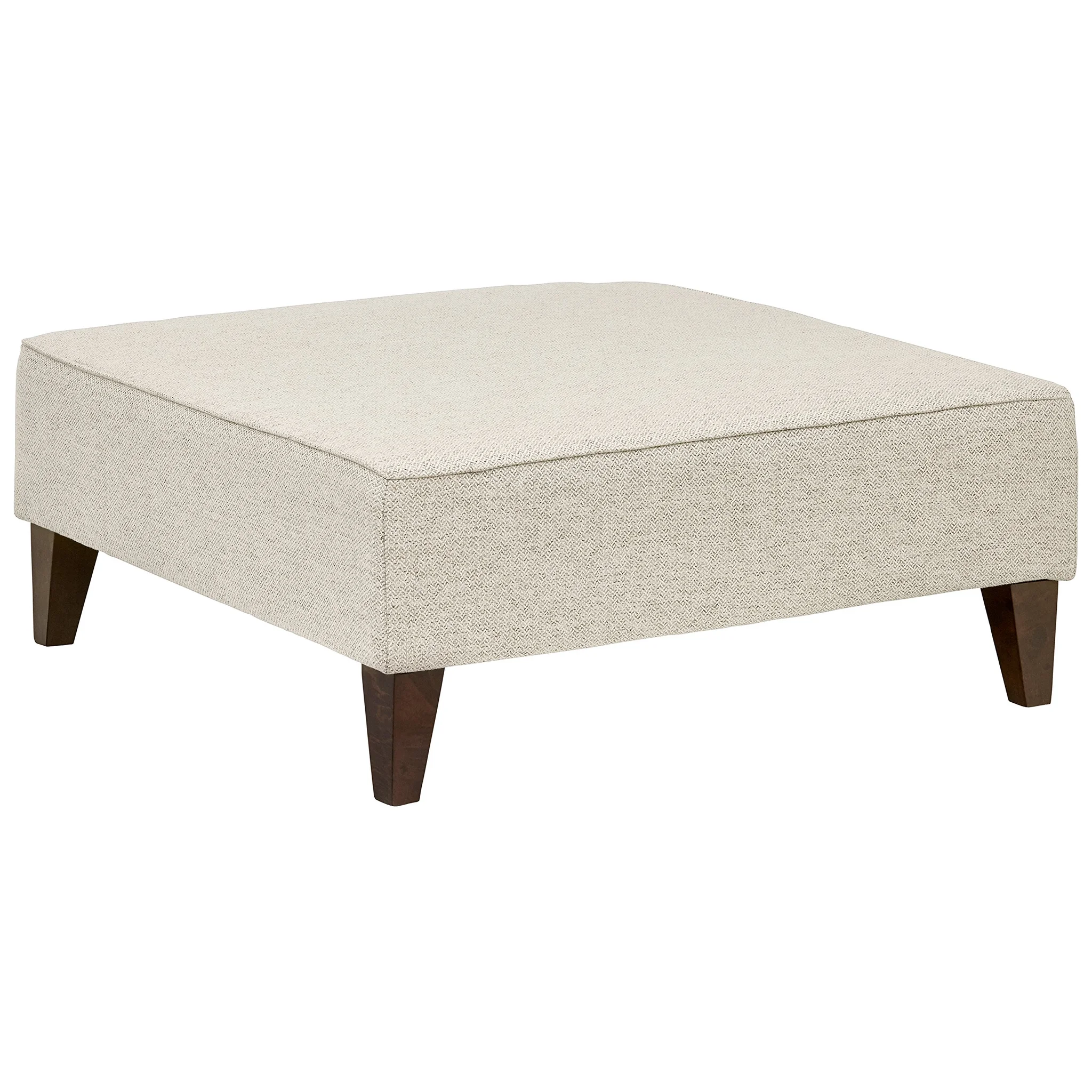 Modern Oversized Square Upholstered Ottoman with Walnut Wood Legs