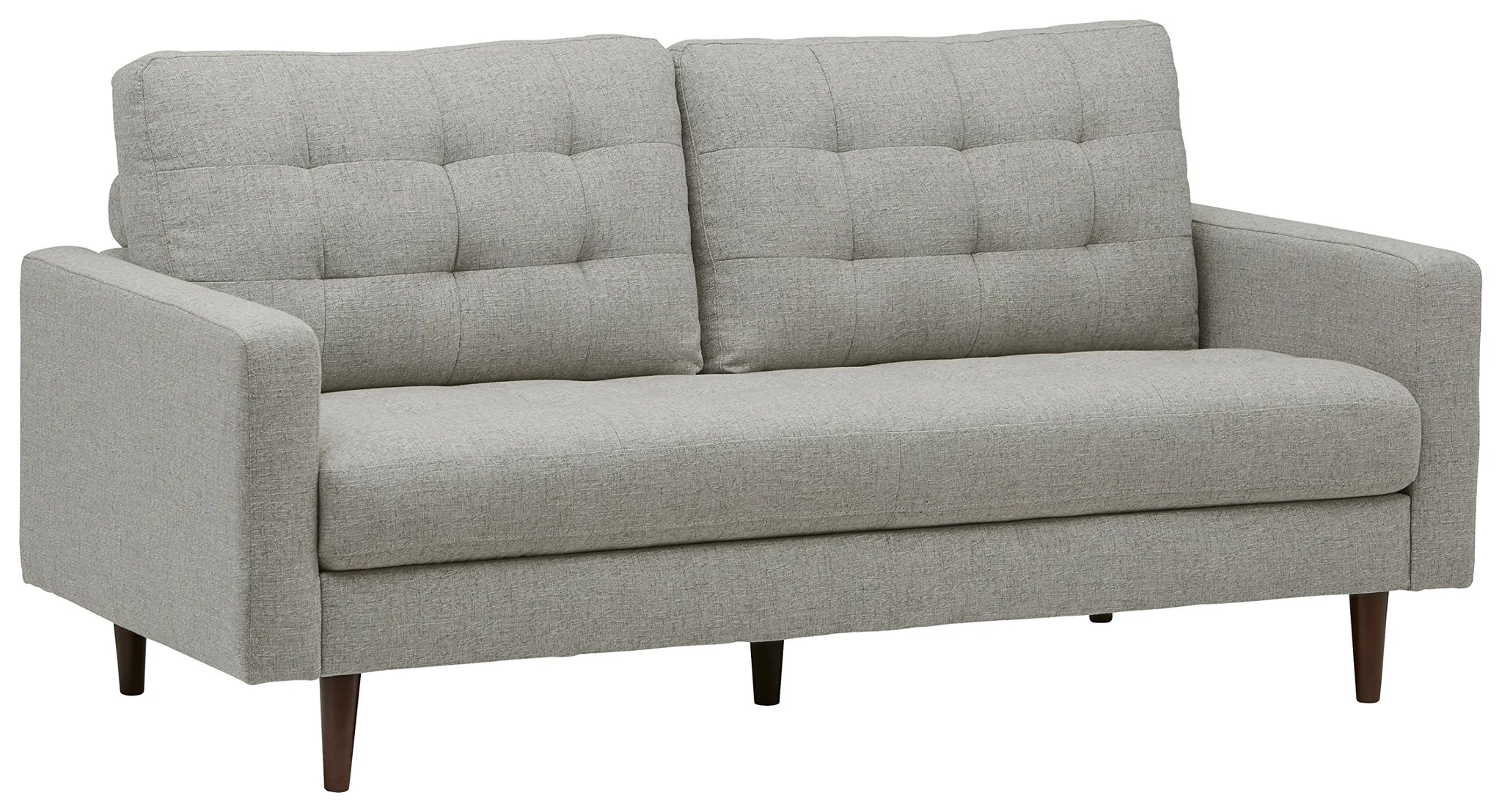 Mid-Century Modern Tufted Loveseat Sofa with Tapered Wood Legs
