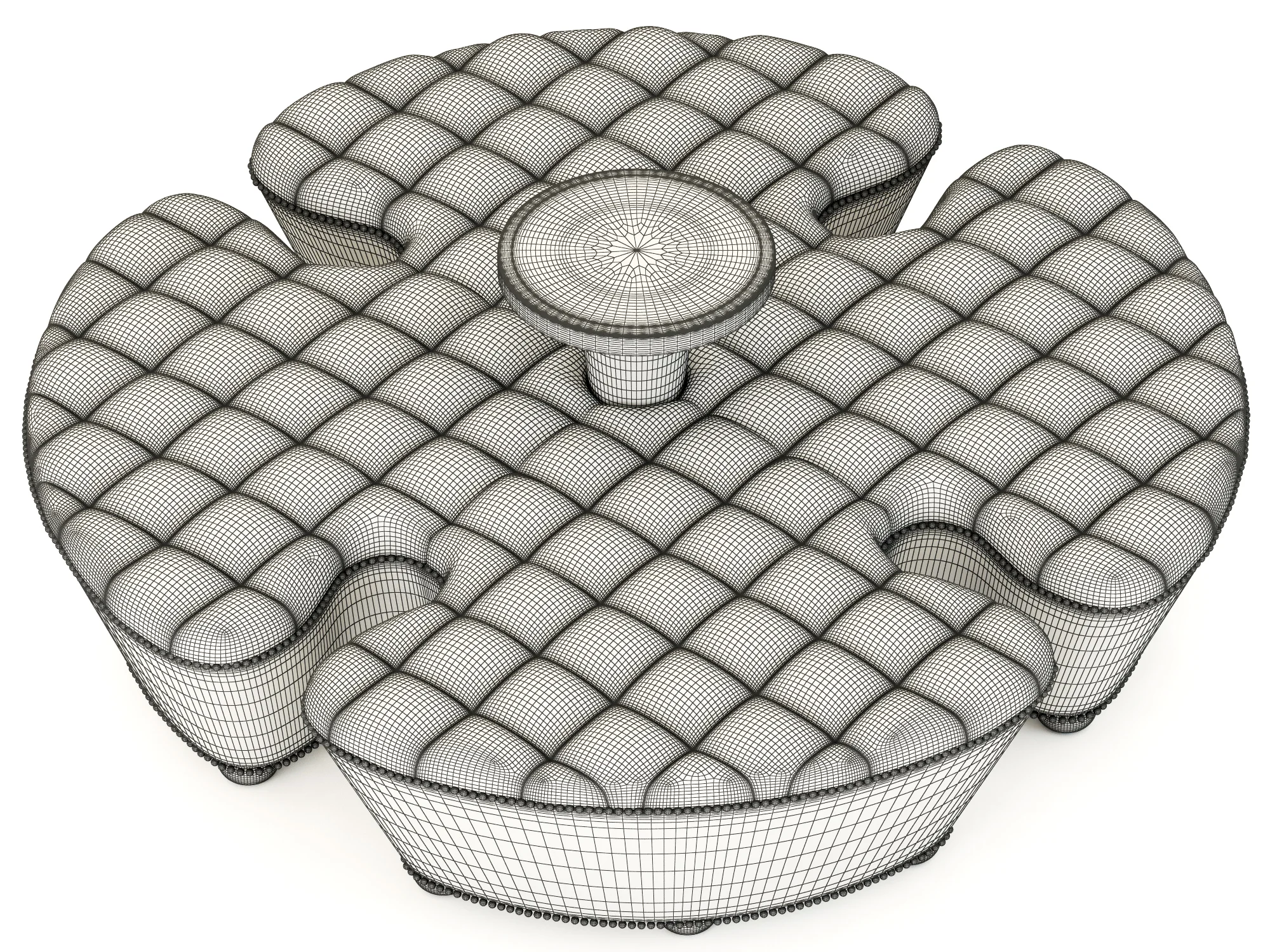 Francesco Molon CAPITONEED OTTOMAN CLOVER S519 — 3D model preview 7