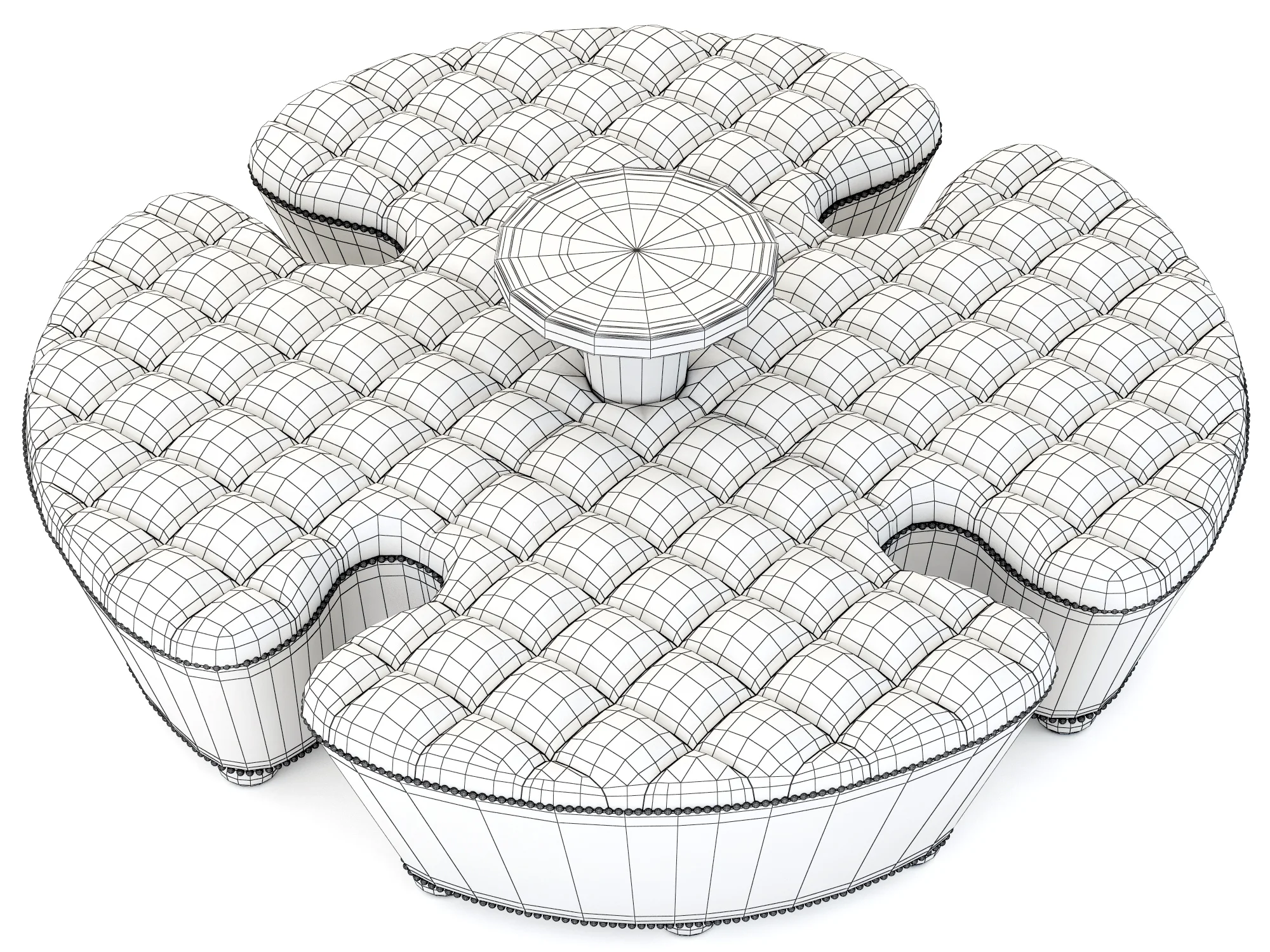 Francesco Molon CAPITONEED OTTOMAN CLOVER S519 — 3D model preview 8
