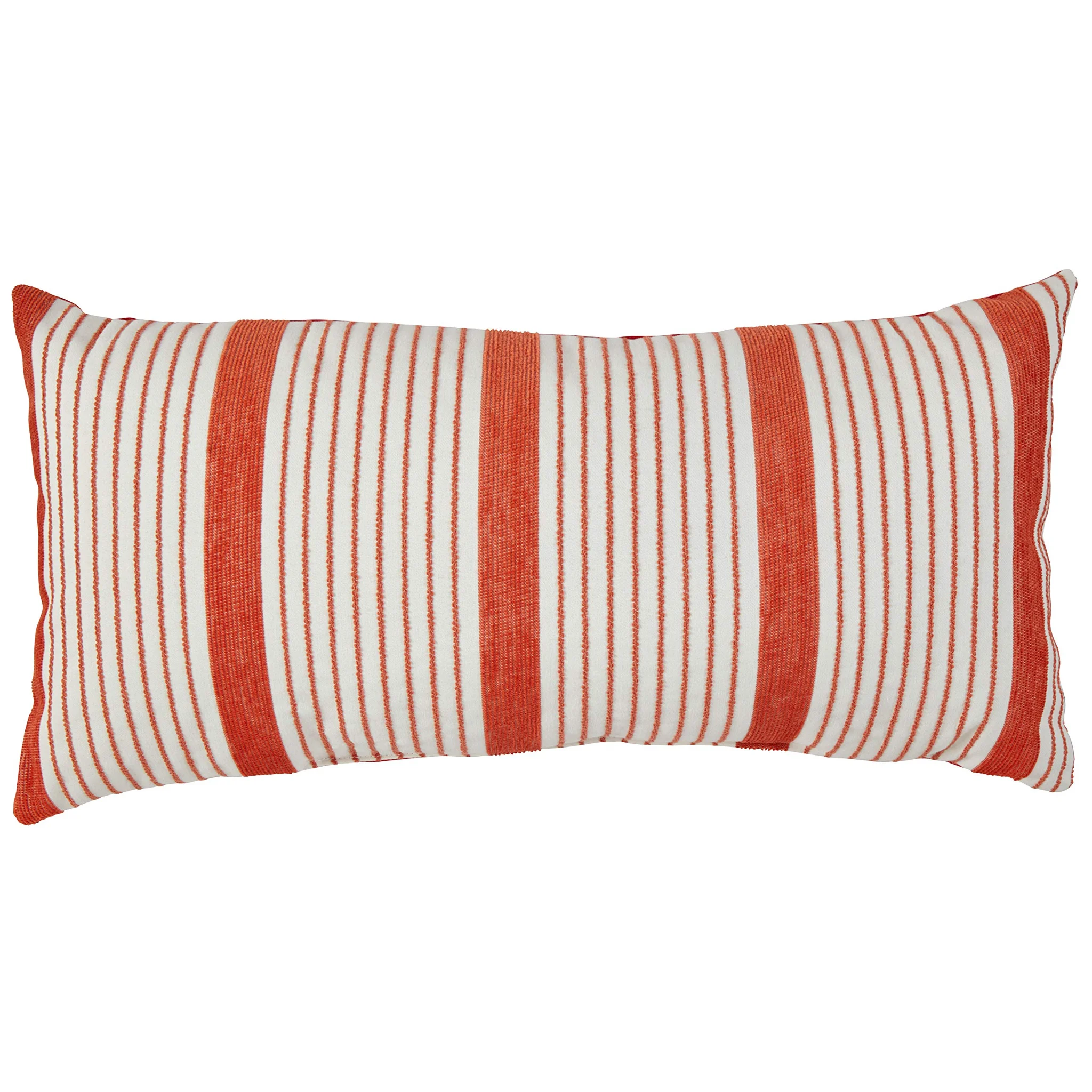 Coral Striped Outdoor Lumbar Throw Pillow