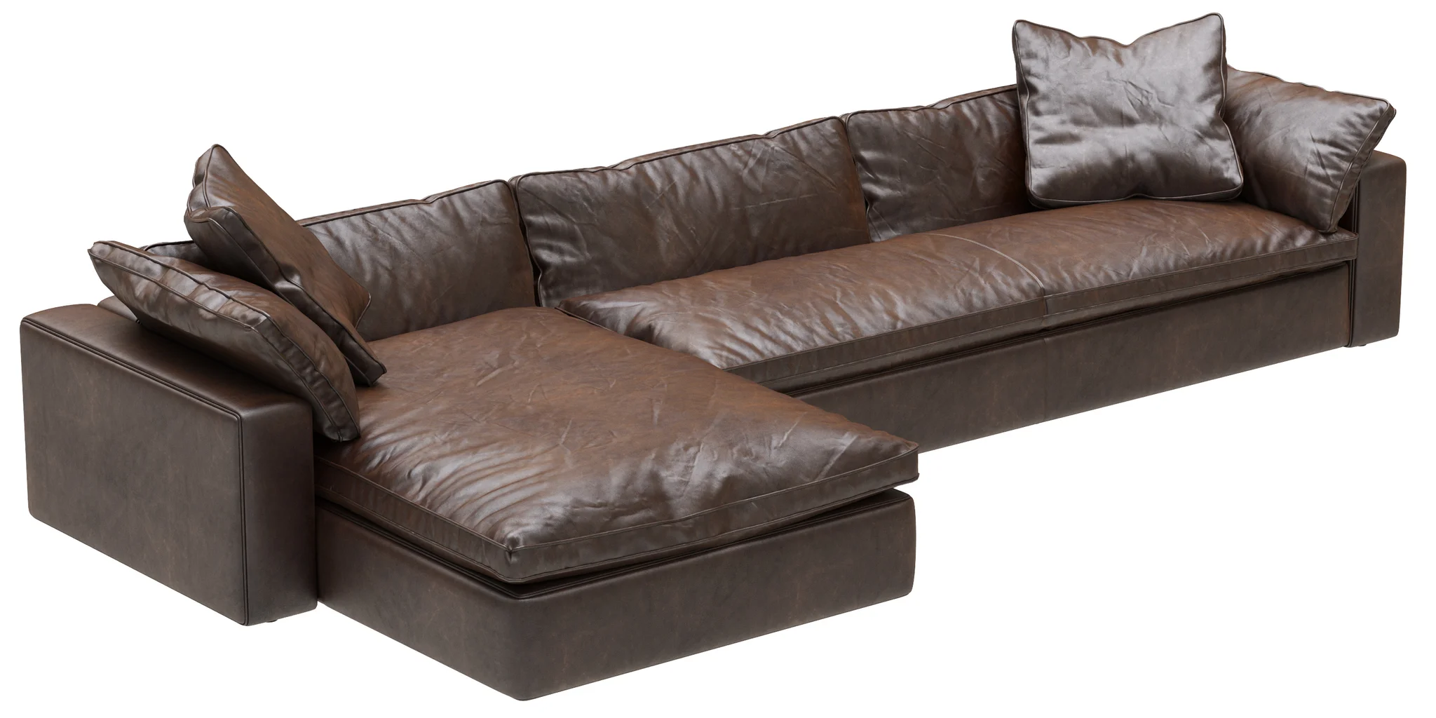 Restoration Hardware Cloud Leather Sofa Chaise Sectional — 3D model preview 2