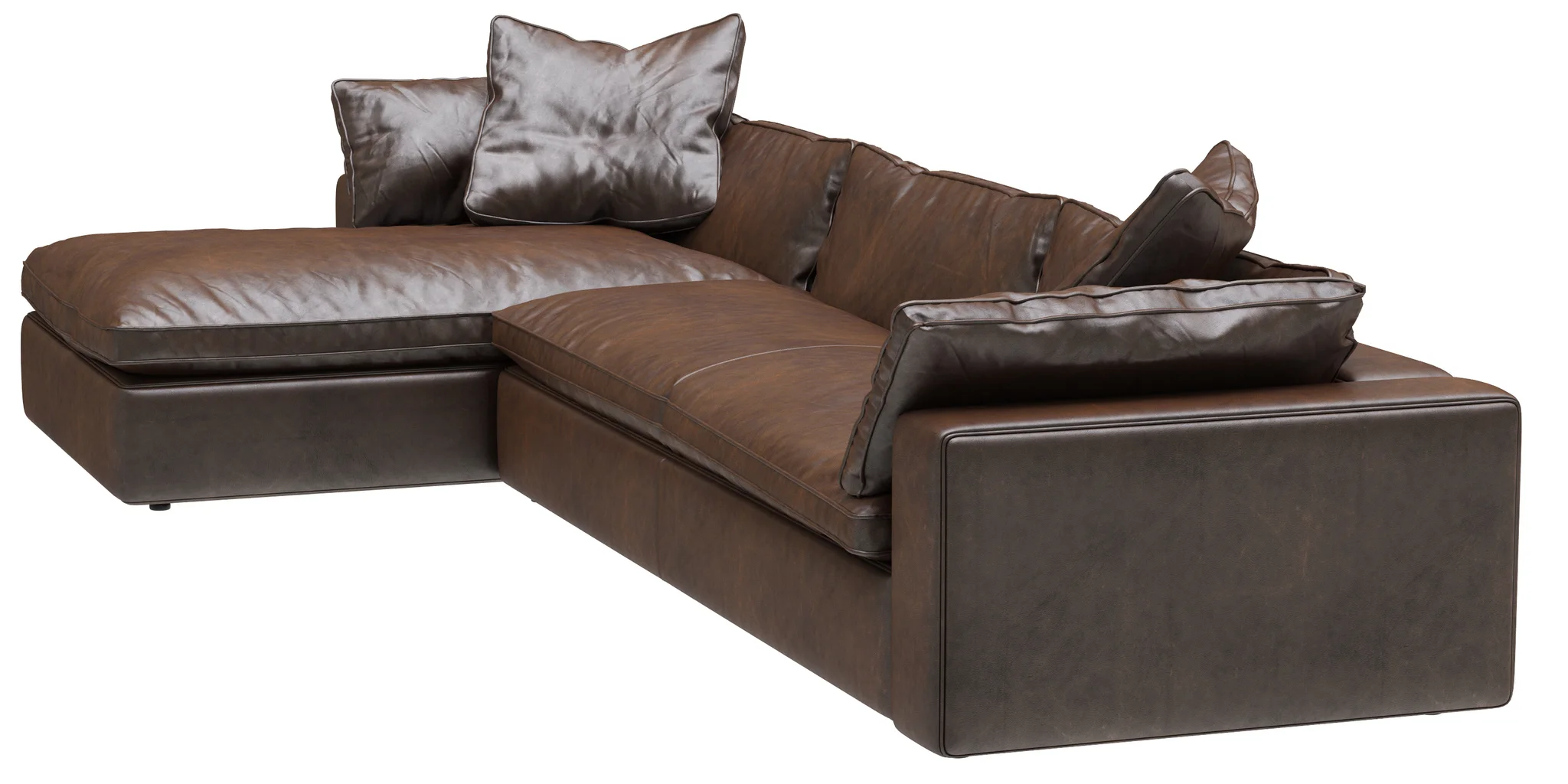 Restoration Hardware Cloud Leather Sofa Chaise Sectional — 3D model preview 3