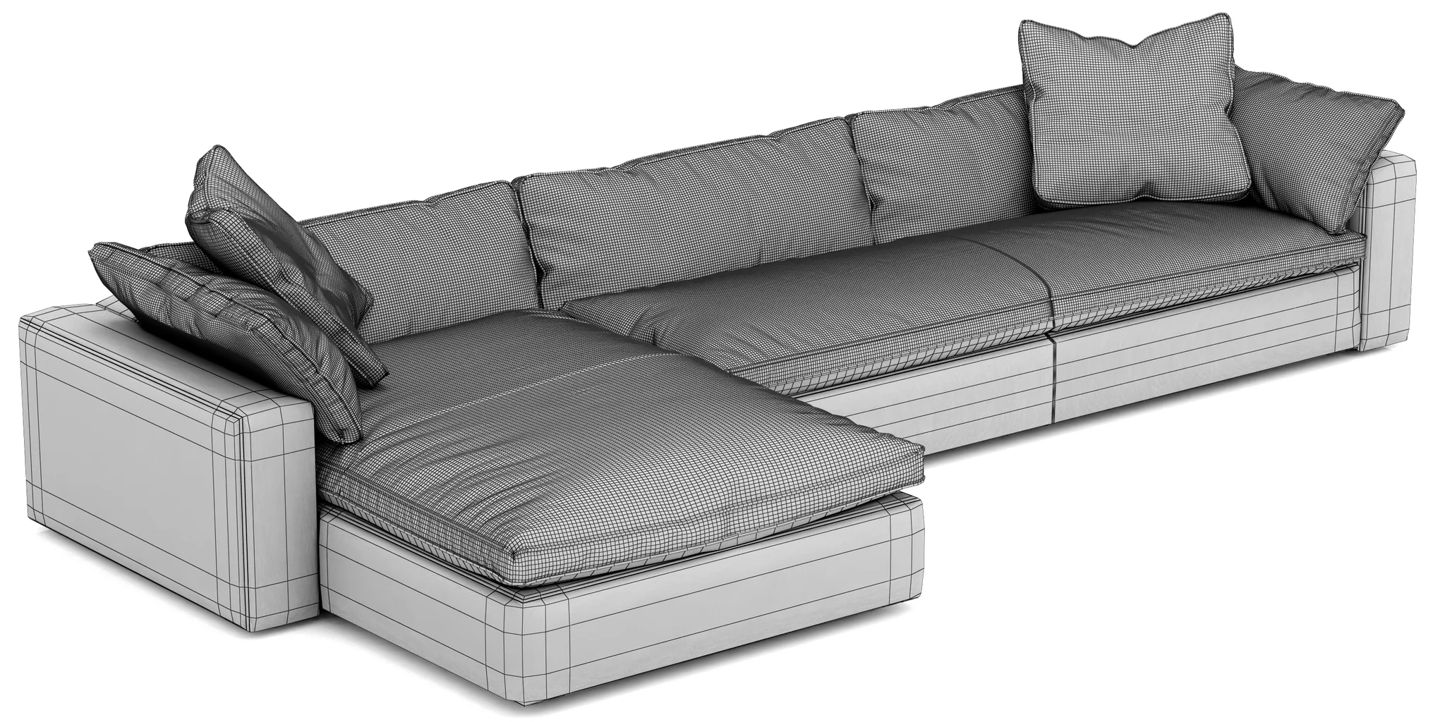 Restoration Hardware Cloud Leather Sofa Chaise Sectional — 3D model preview 9