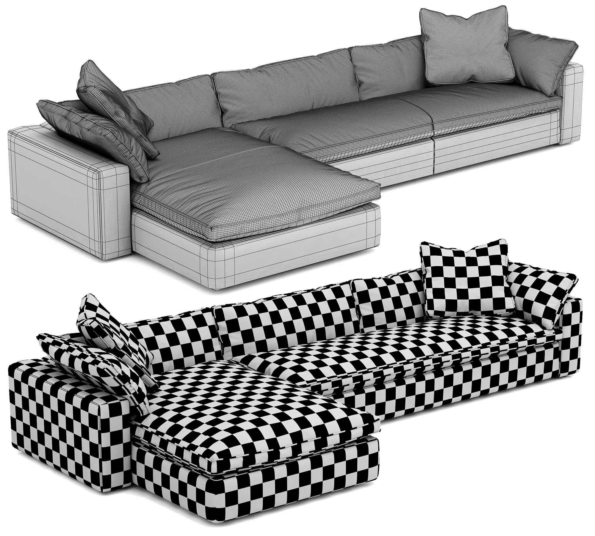Restoration Hardware Cloud Leather Sofa Chaise Sectional — 3D model preview 10