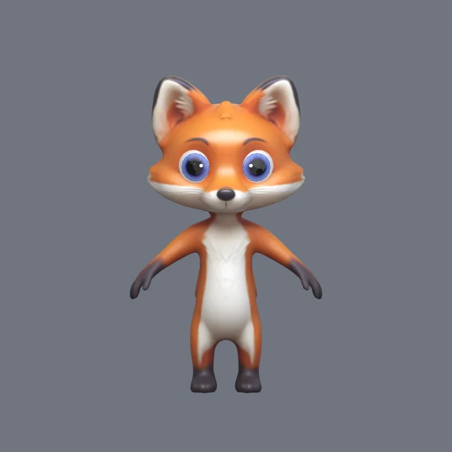 Anthro Fox Rigged, 3D model preview 1