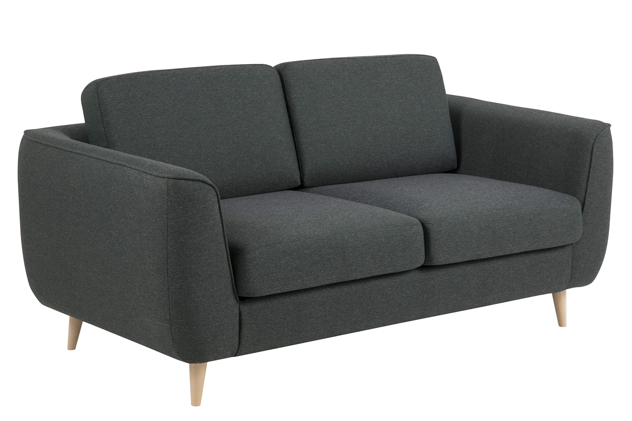 Scandinavian 2-Seater Fabric Sofa with Wooden Legs