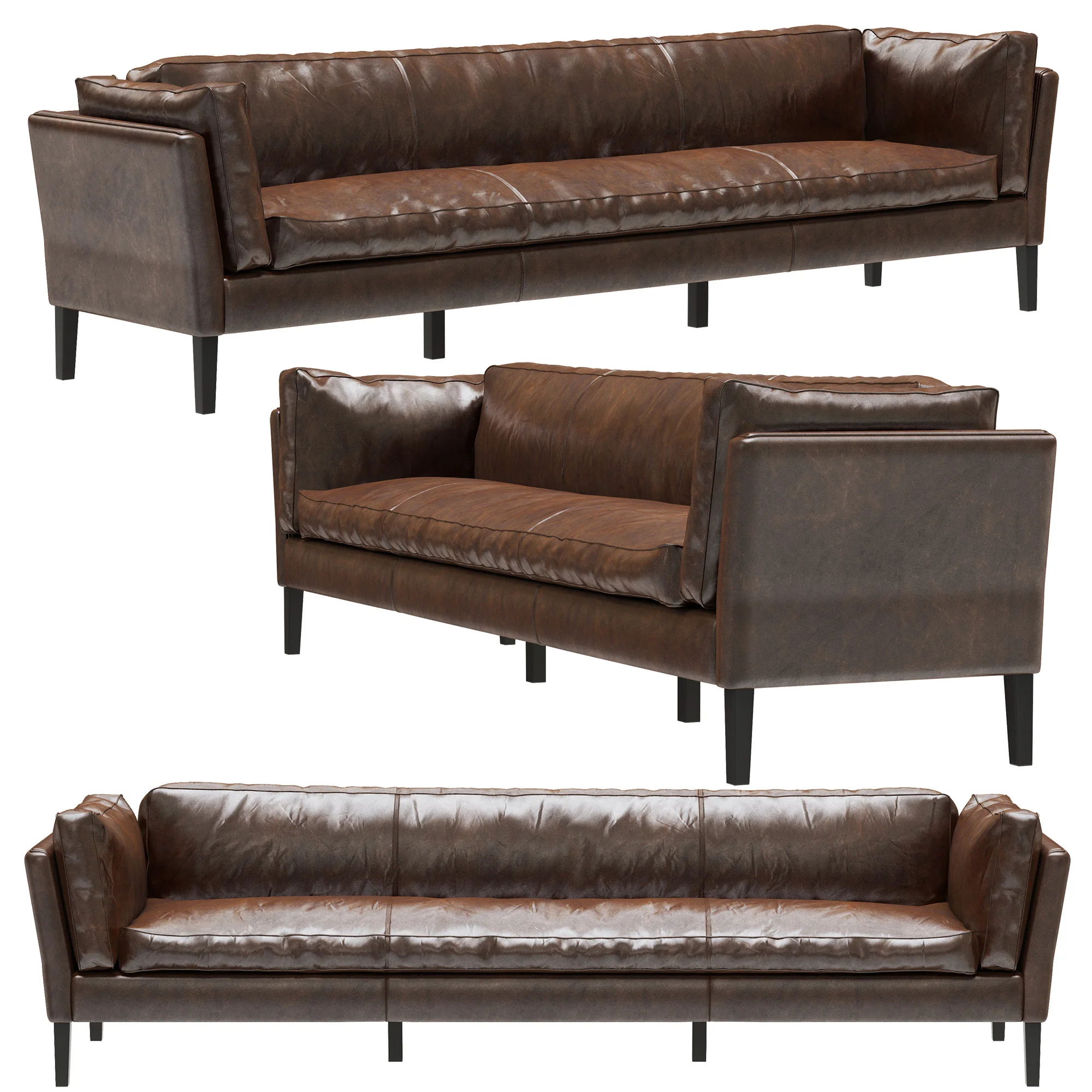 Restoration Hardware Sorensen Leather Sofa, 3D model preview 2