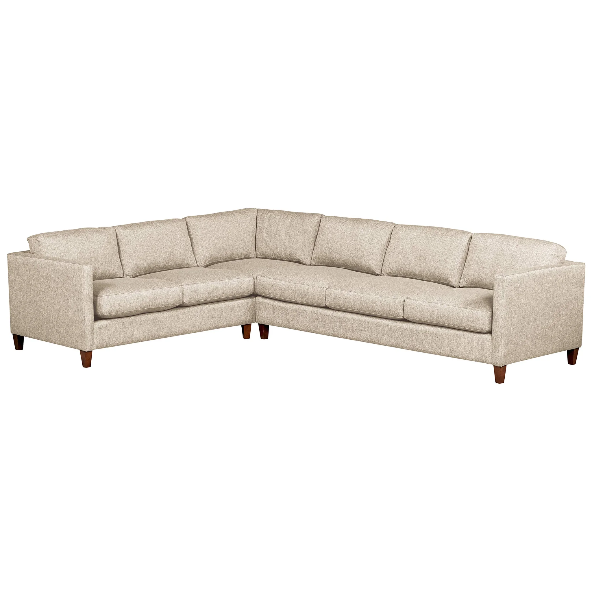 Modern L-Shaped Sectional Sofa with Beige Fabric Upholstery