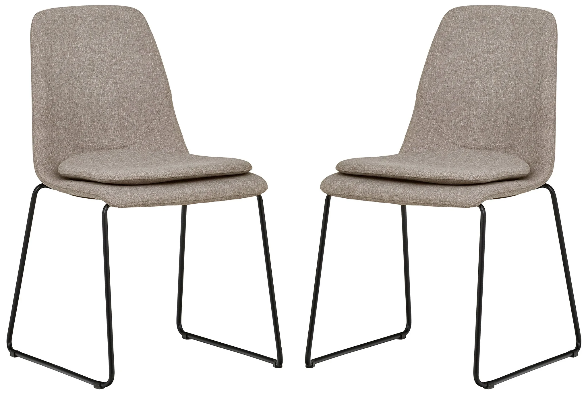 Mid-Century Modern Upholstered Dining Chair Set with Metal Sled Base