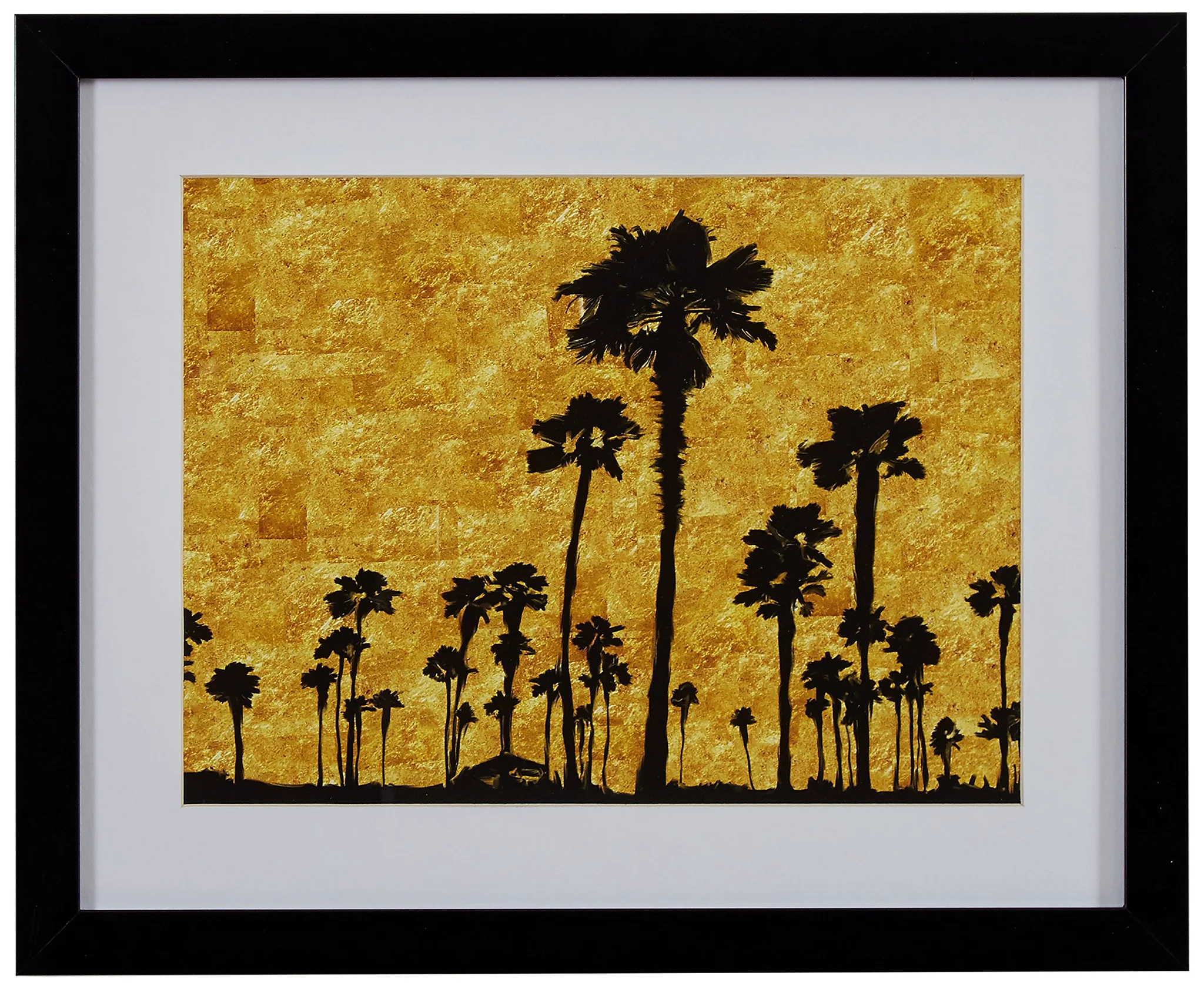 Framed Palm Tree Silhouette Wall Art – Gold & Black