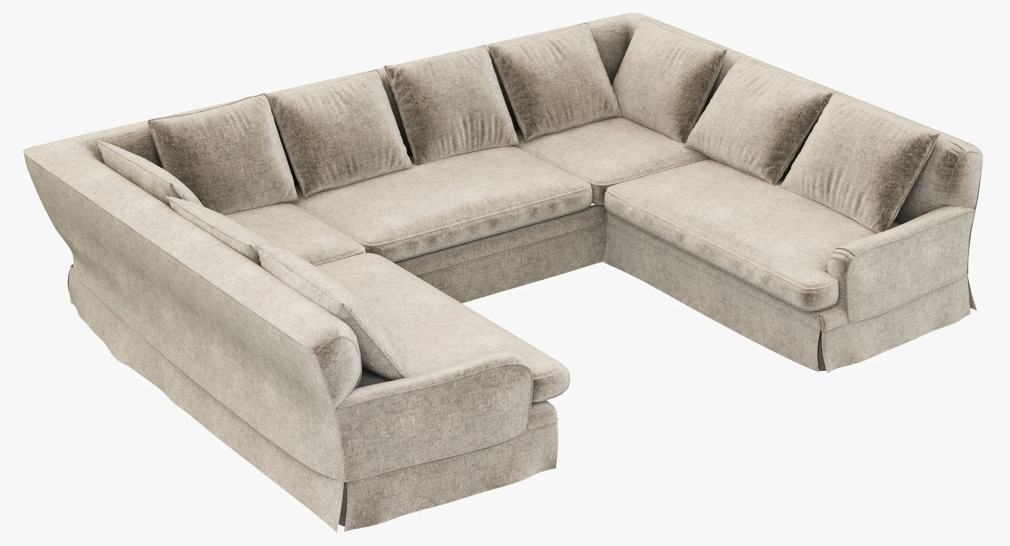 Restoration Hardware Belgian Classic Roll Arm Slipcovered U Sofa Sectional — 3D model preview 1