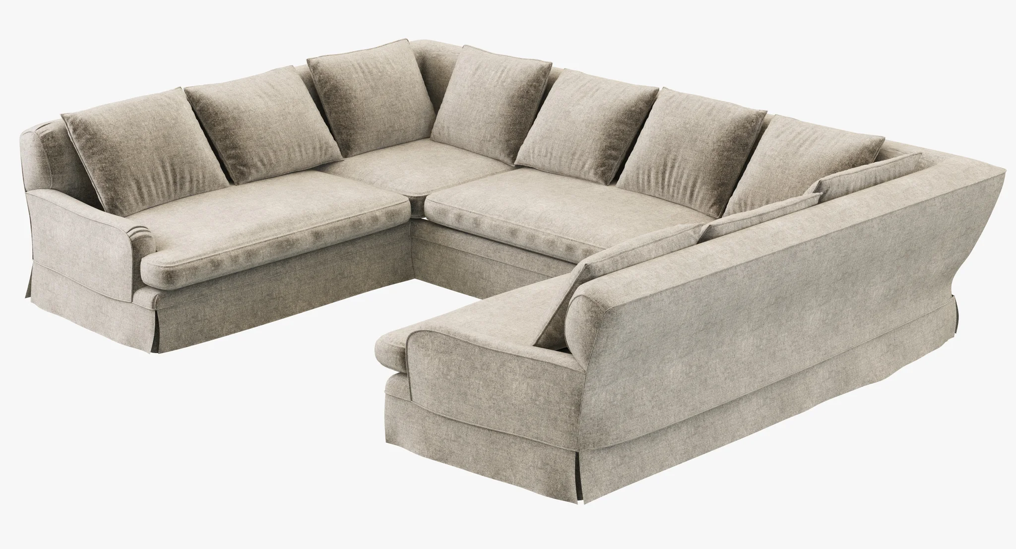 Restoration Hardware Belgian Classic Roll Arm Slipcovered U Sofa Sectional — 3D model preview 3
