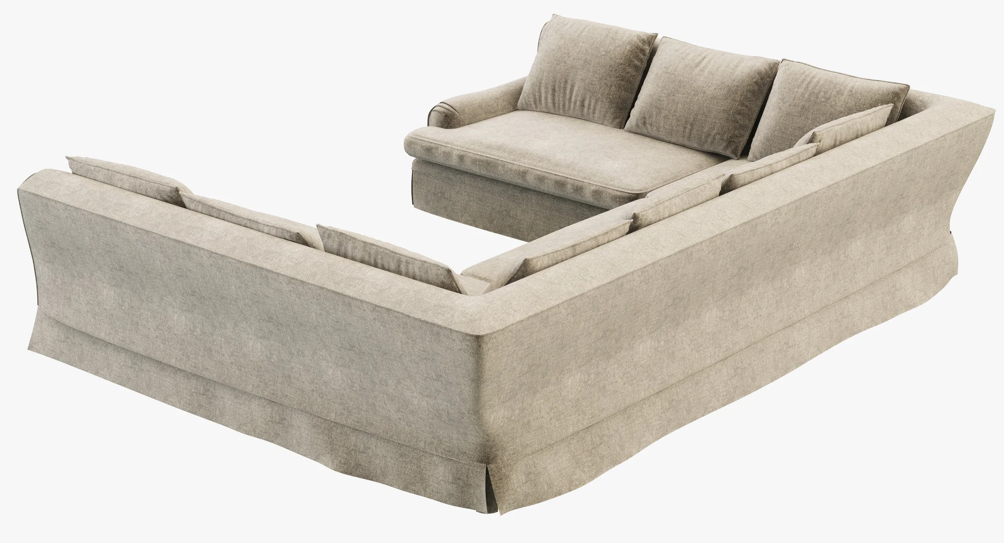 Restoration Hardware Belgian Classic Roll Arm Slipcovered U Sofa Sectional — 3D model preview 5