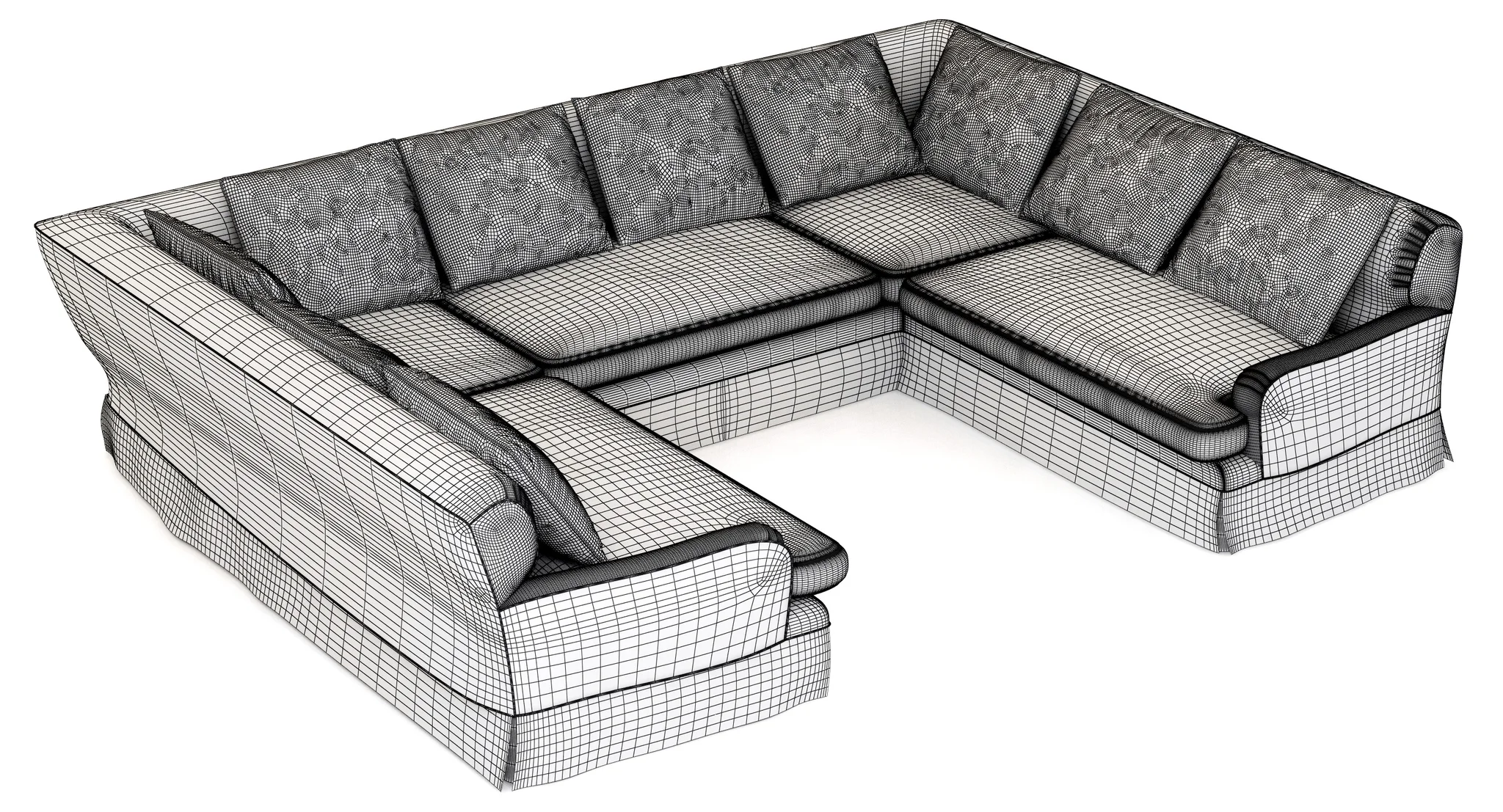 Restoration Hardware Belgian Classic Roll Arm Slipcovered U Sofa Sectional — 3D model preview 8