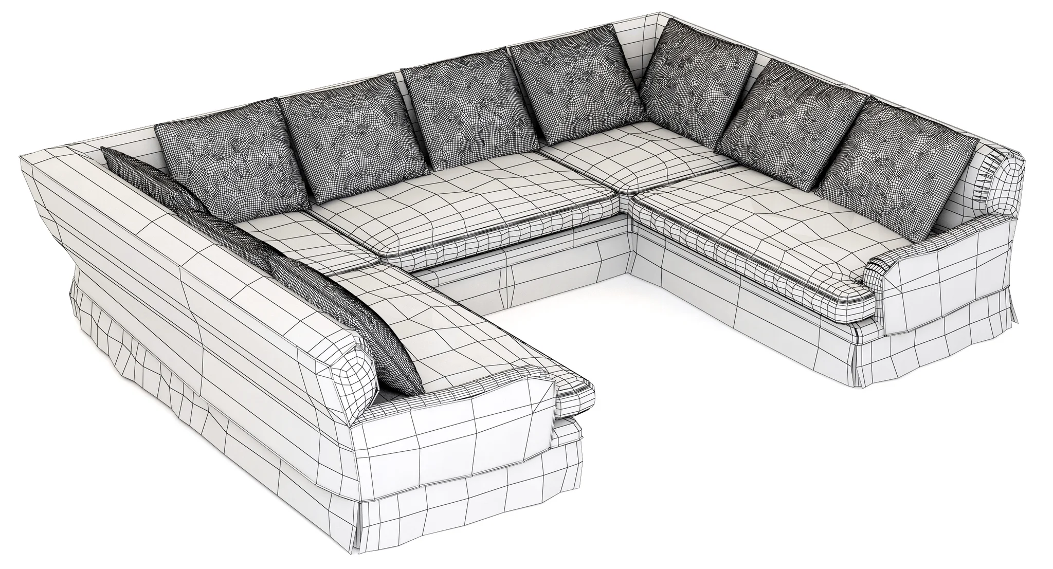 Restoration Hardware Belgian Classic Roll Arm Slipcovered U Sofa Sectional — 3D model preview 9