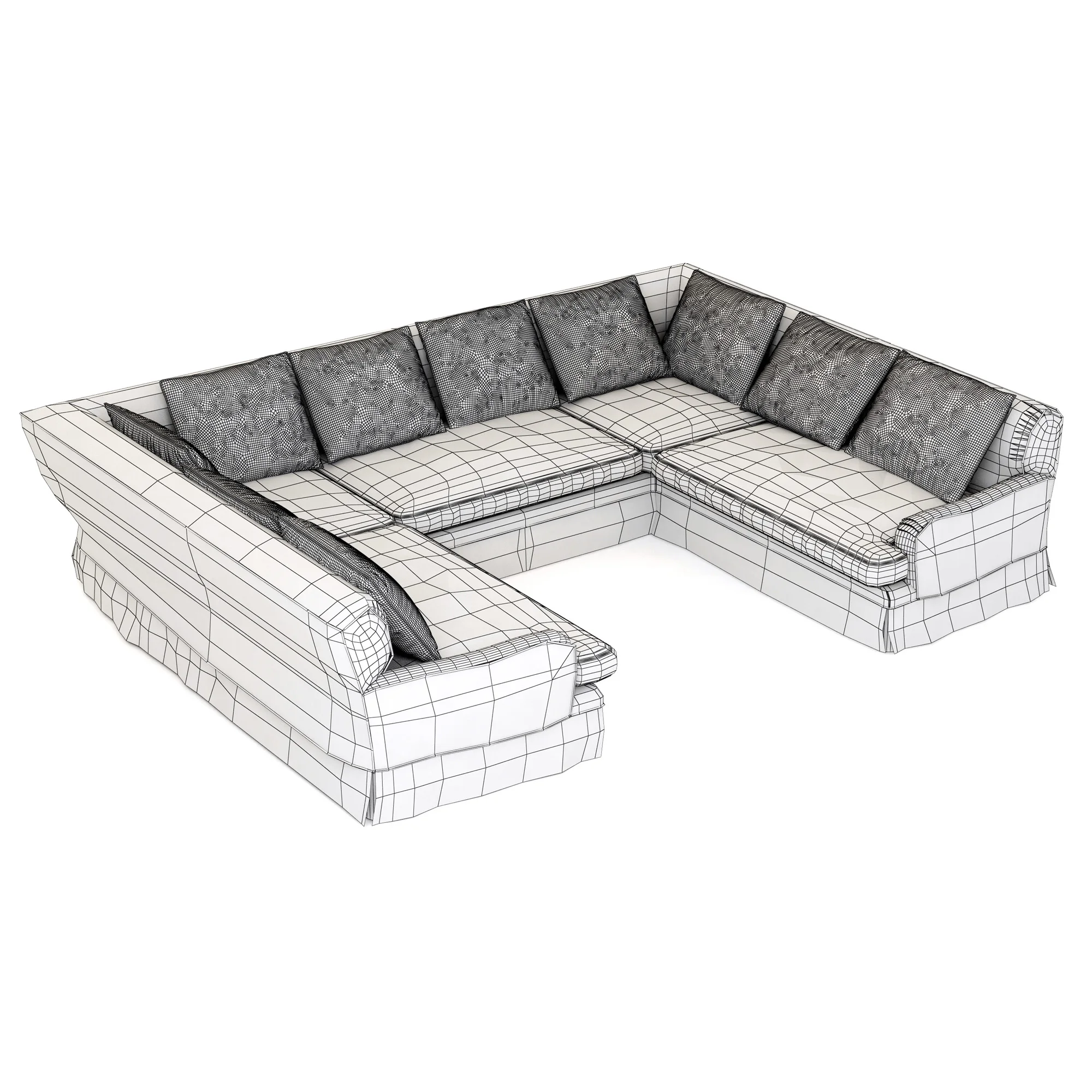 Restoration Hardware Belgian Classic Roll Arm Slipcovered U Sofa Sectional — 3D model preview 10