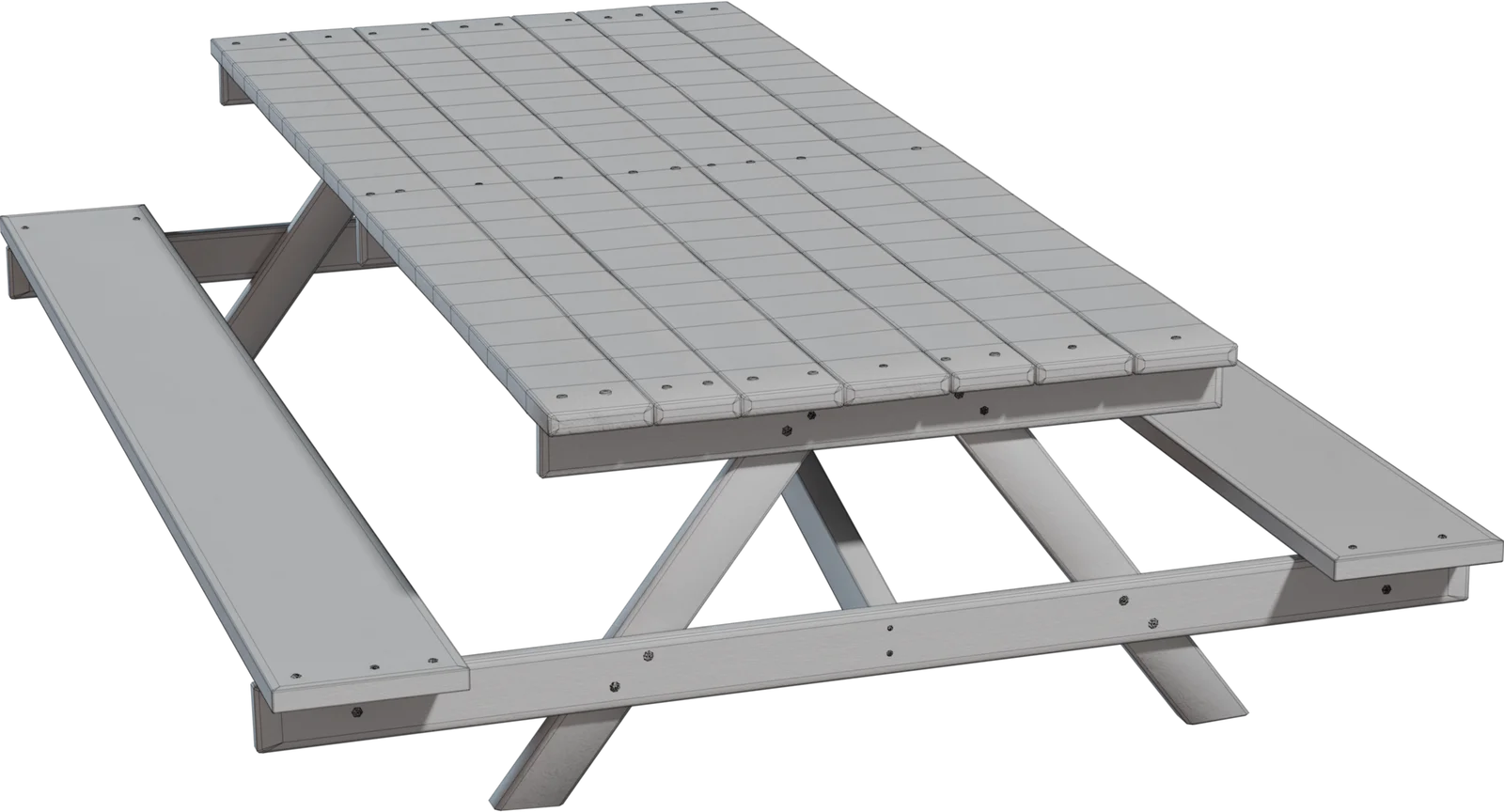 Rustic Wooden Picnic Table with Benches, 3D model preview 1