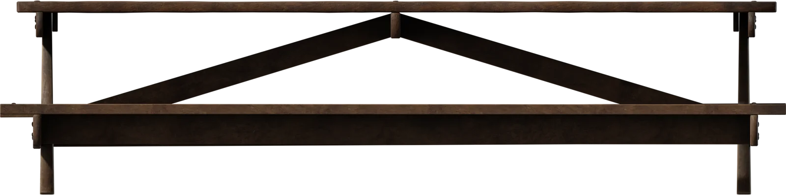 Rustic Wooden Picnic Table with Benches, 3D model preview 3