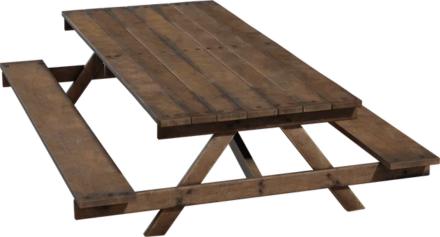 Rustic Wooden Picnic Table with Benches, 3D model preview 5