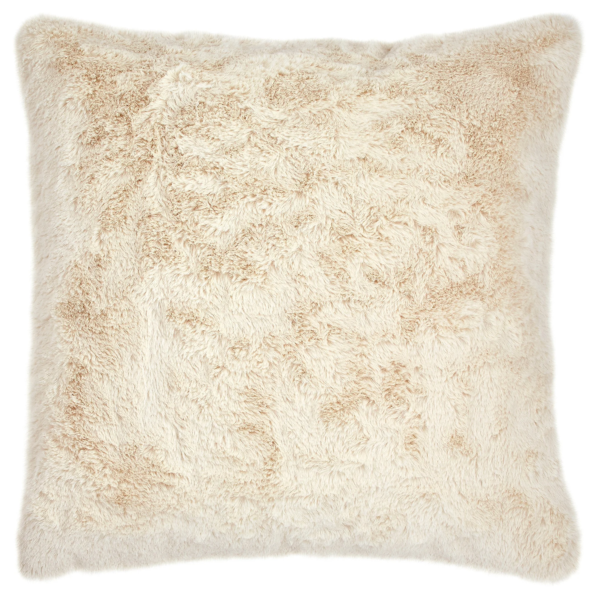 Faux Fur Decorative Throw Pillow – Ivory Plush Square Cushion