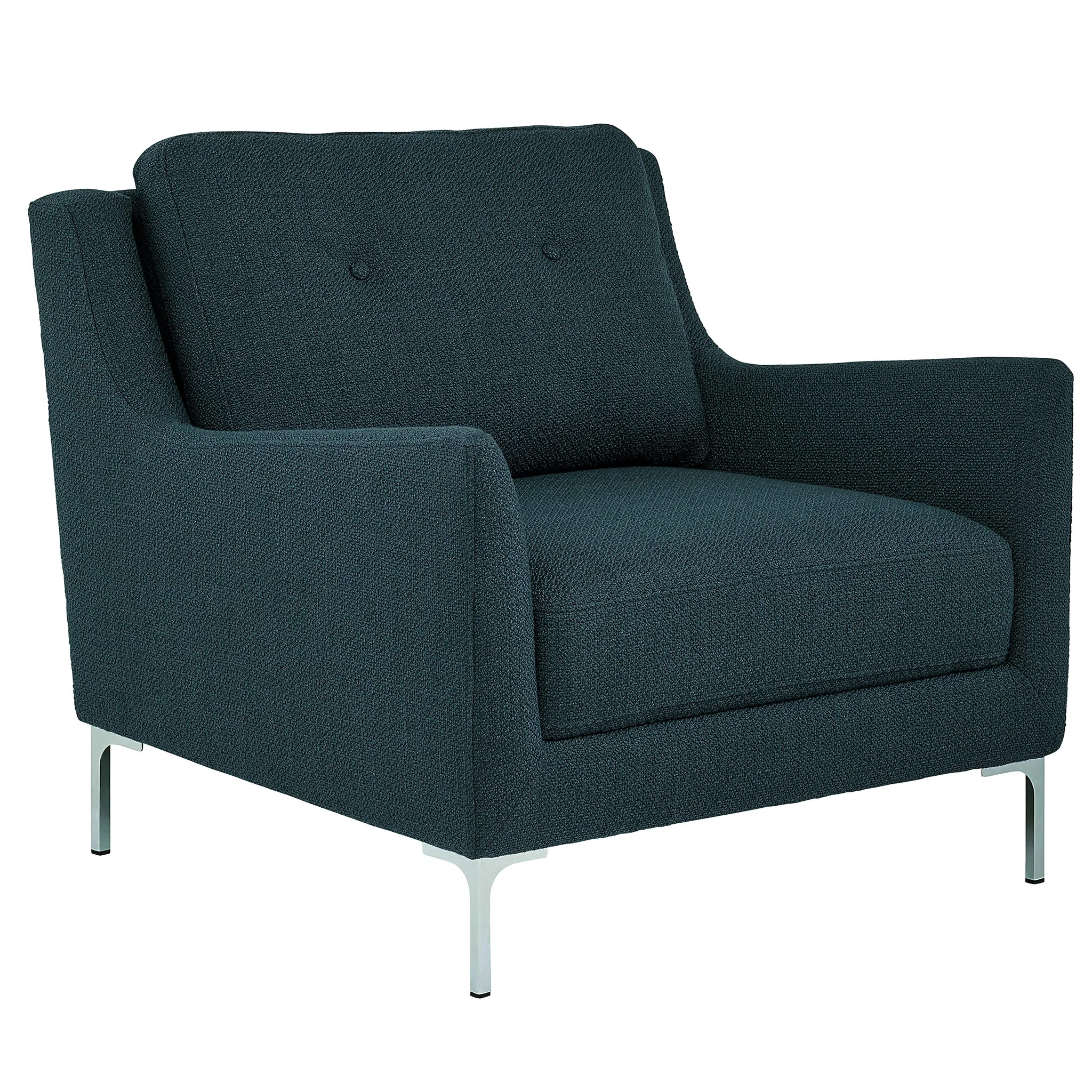 Mid-Century Modern Accent Armchair Navy Fabric with Chrome Legs