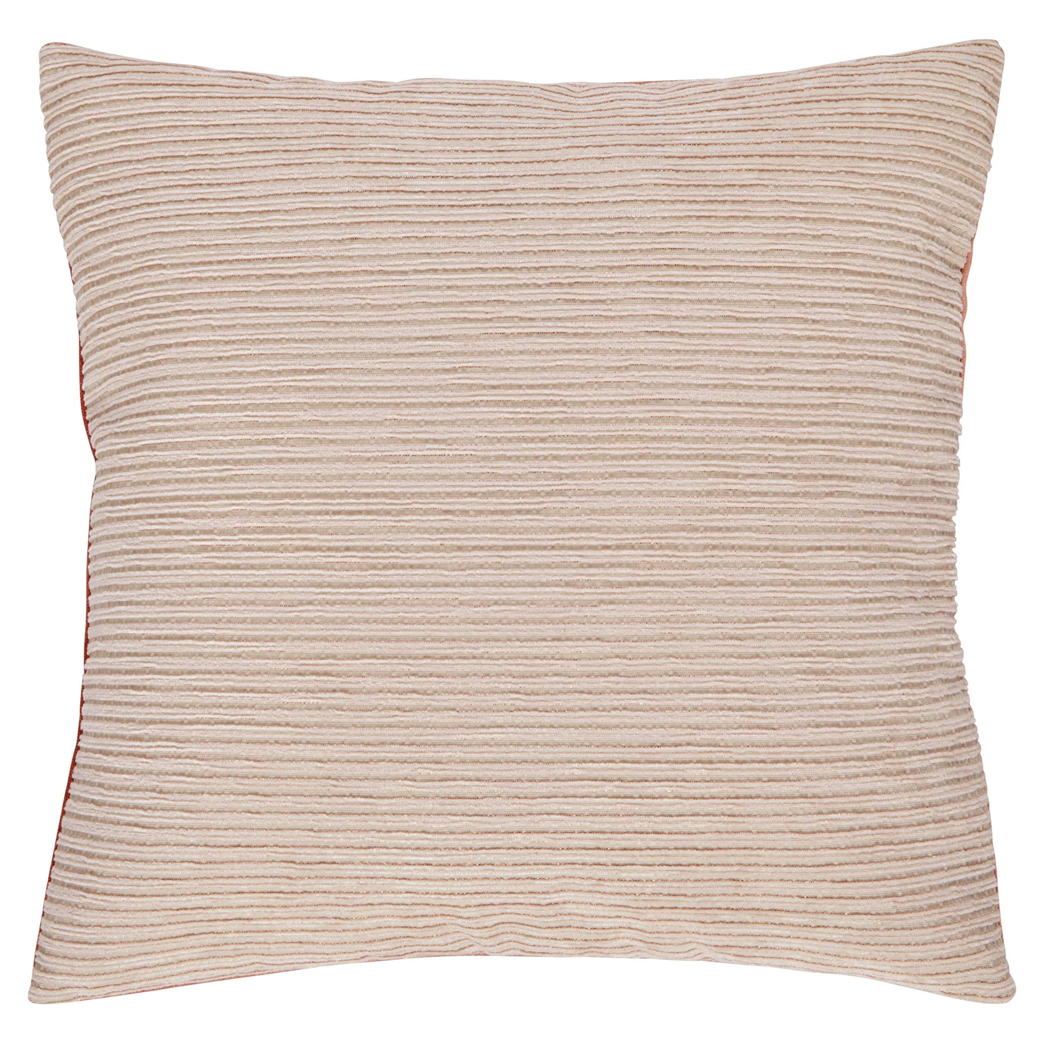 Blush Corduroy Throw Pillow with Coral Velvet Back