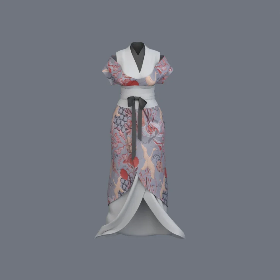 Korean Girl Kimono Outfit, 3D model preview 1