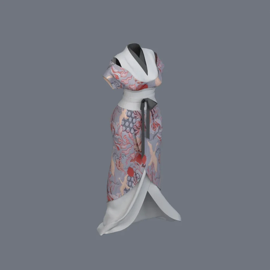 Korean Girl Kimono Outfit, 3D model preview 2