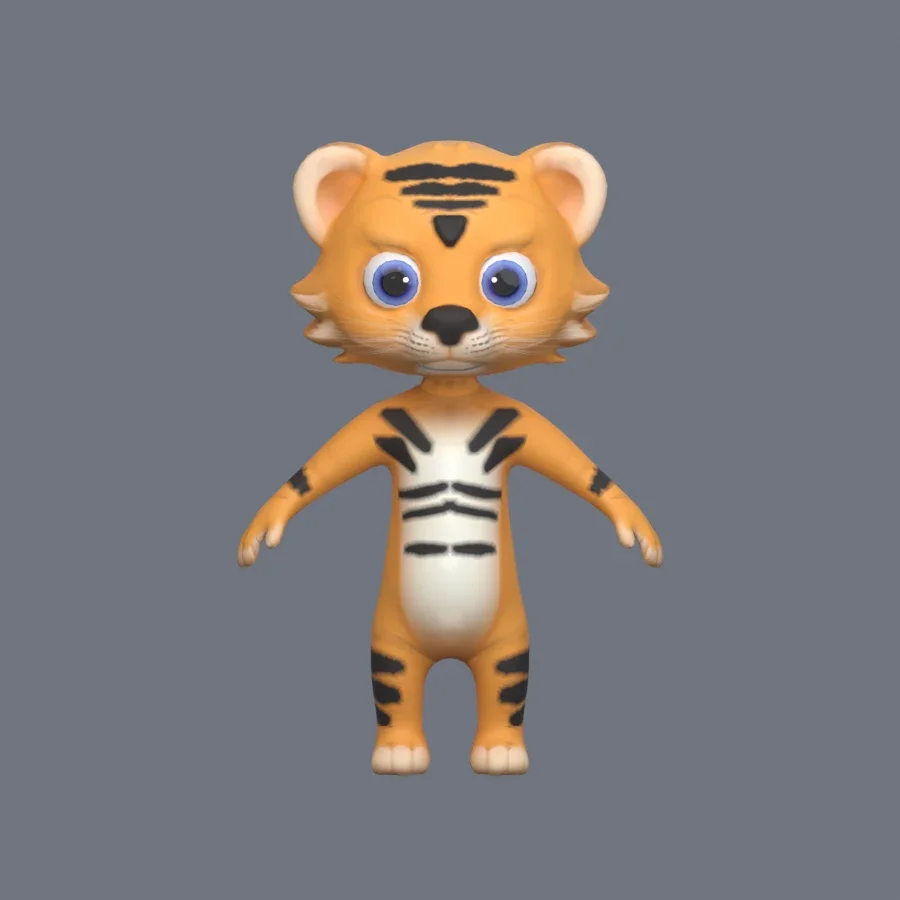Anthro Tiger Rigged, 3D model preview 1