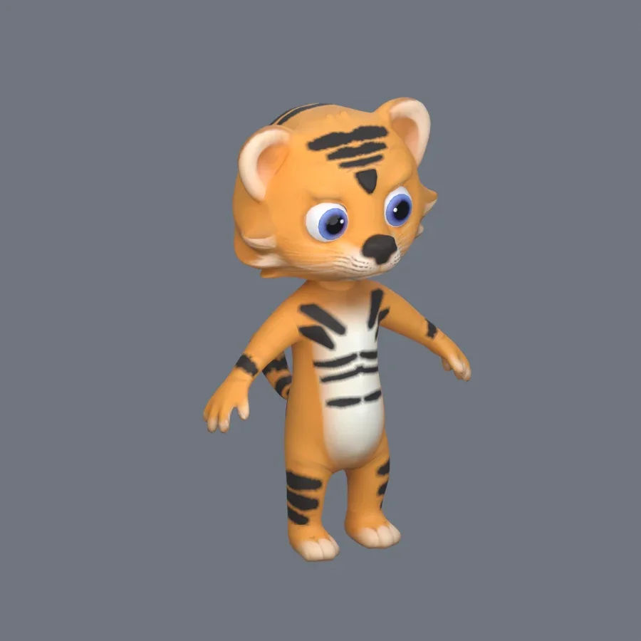 Anthro Tiger Rigged, 3D model preview 2