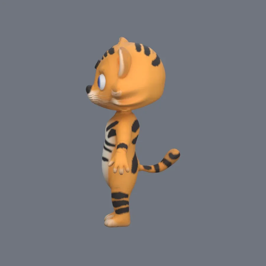 Anthro Tiger Rigged, 3D model preview 3