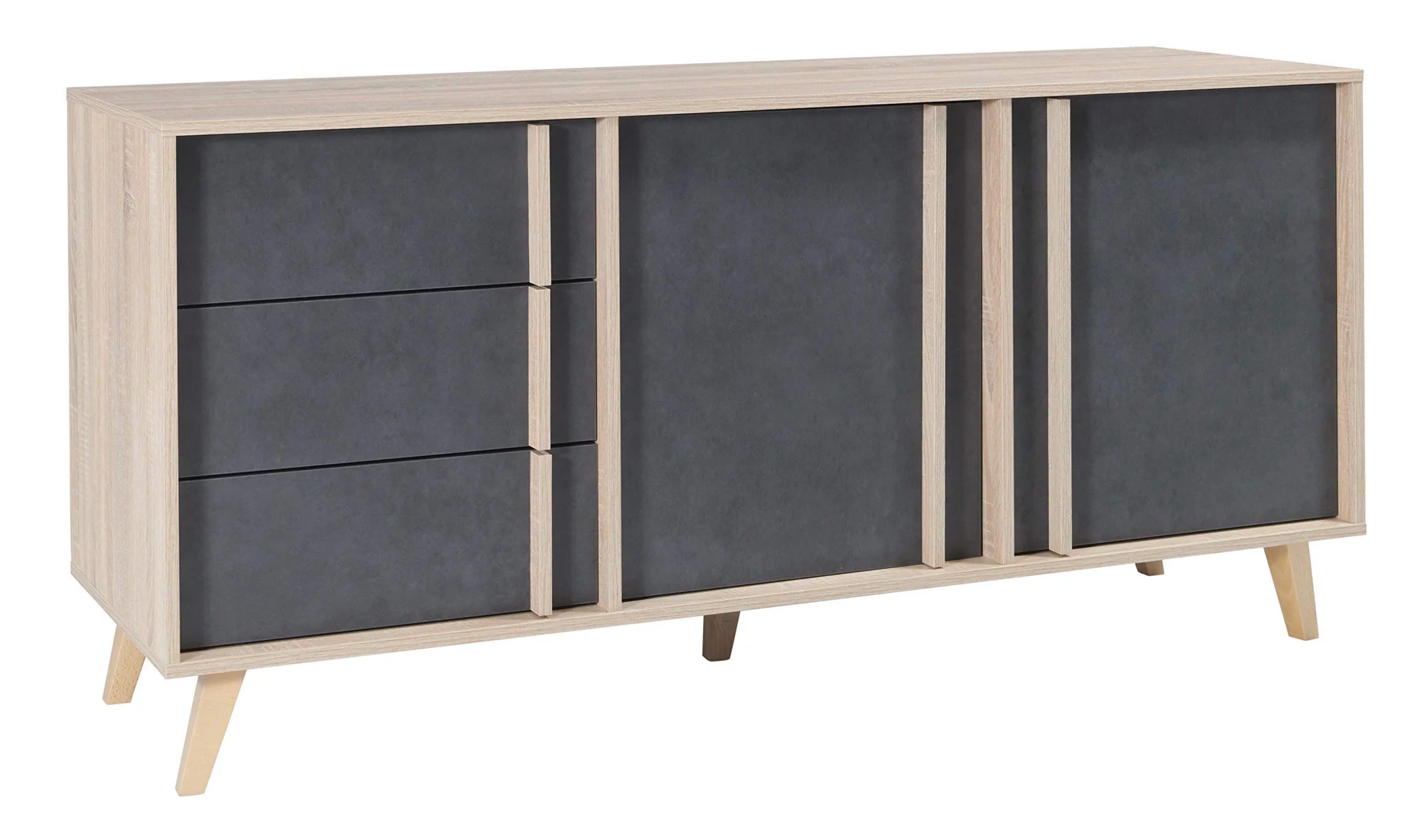 Scandinavian Sideboard with Drawers and Sliding Doors