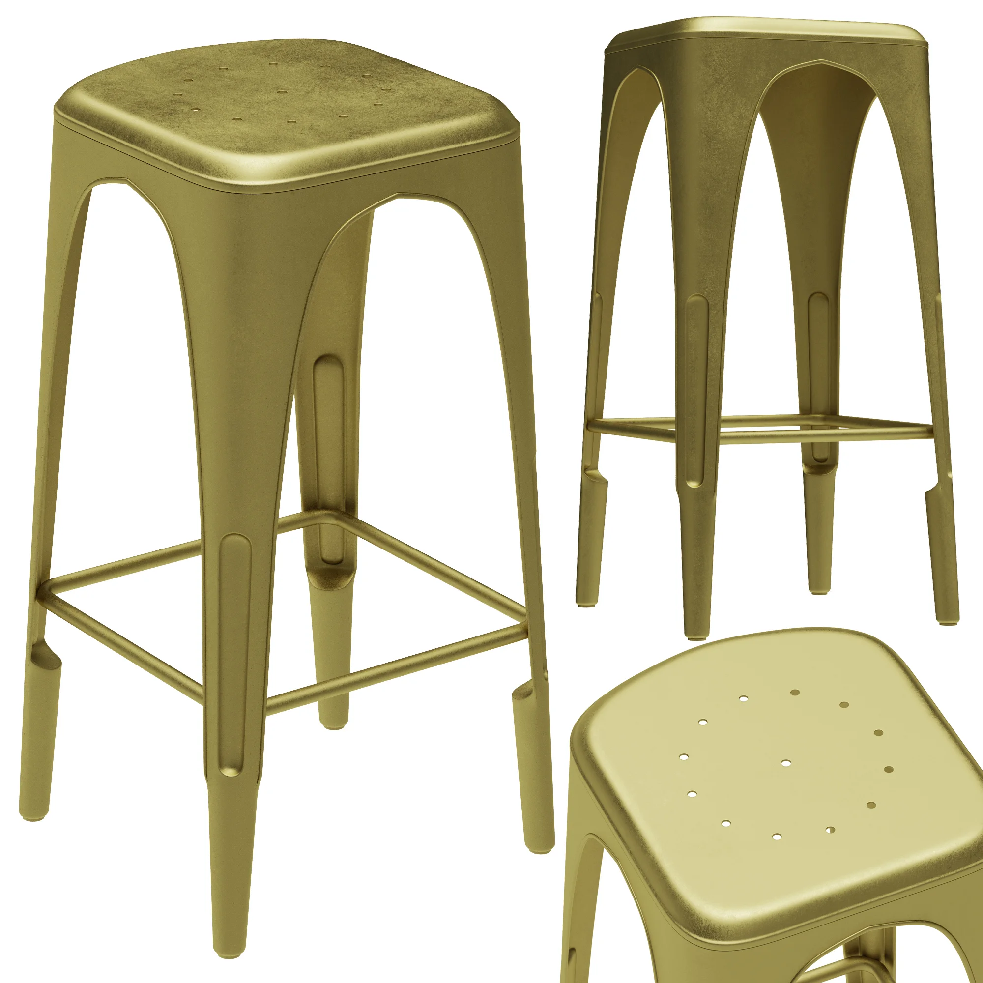 Restoration Hardware Remy Backless Stool — 3D model preview 2