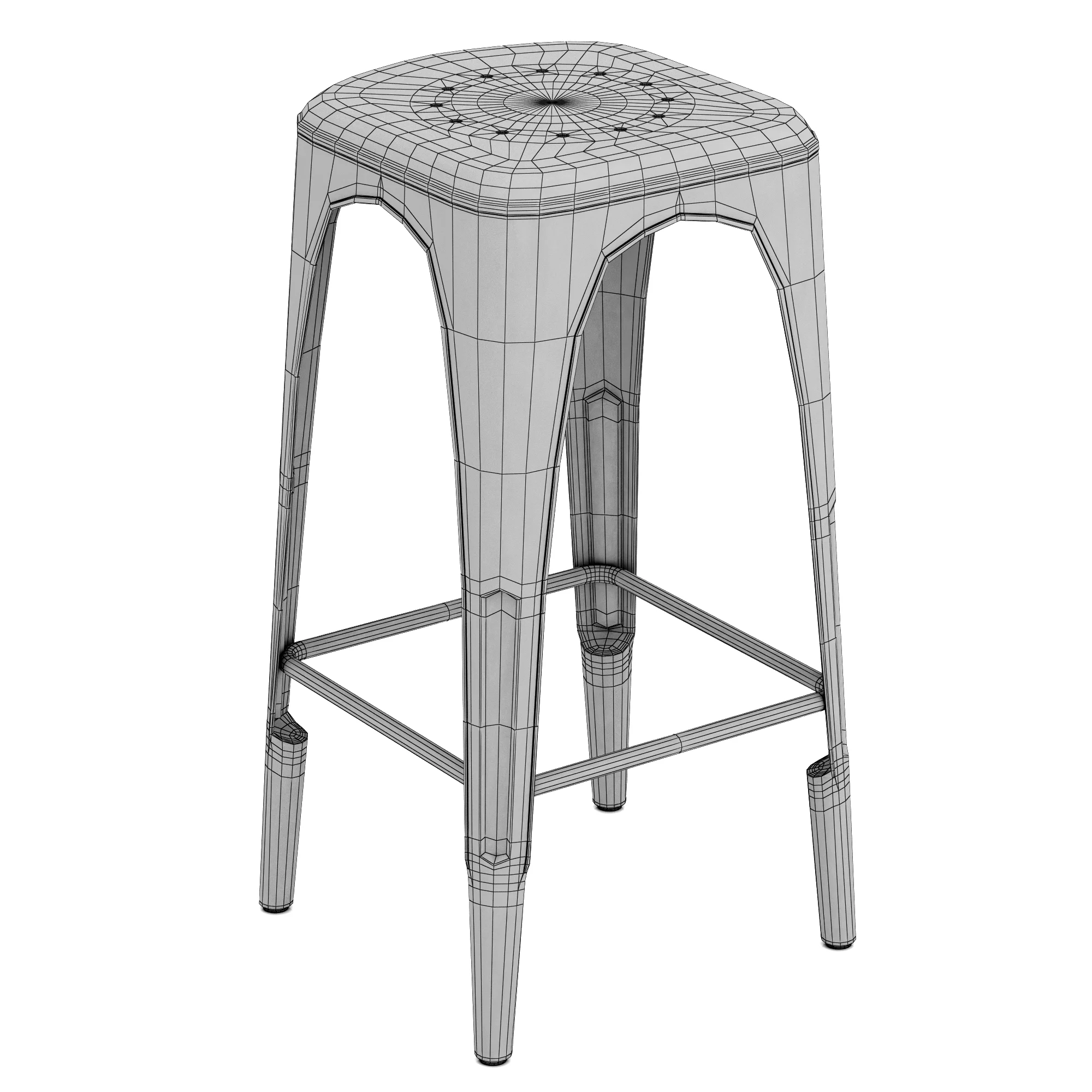 Restoration Hardware Remy Backless Stool — 3D model preview 8