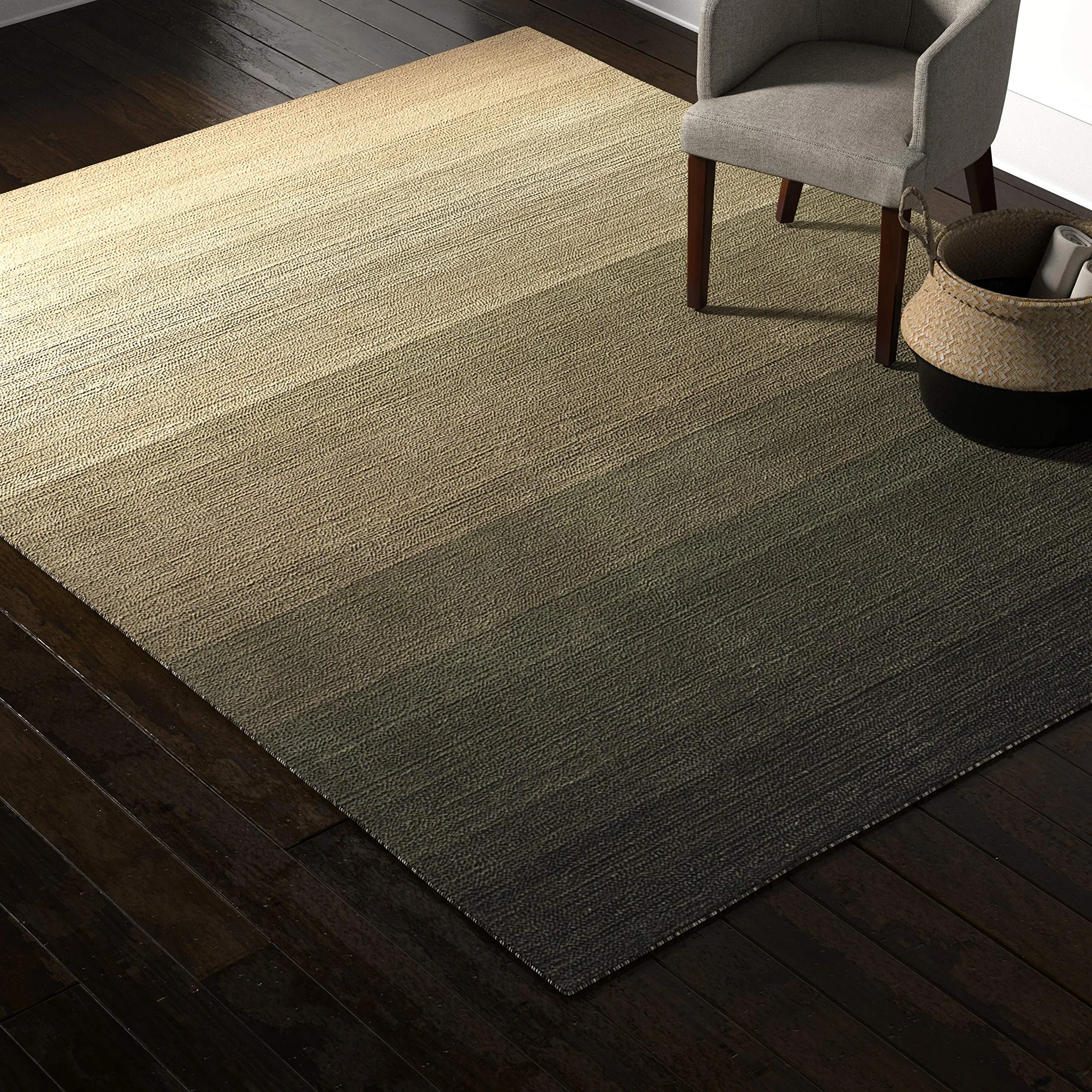Ombre Wool Area Rug – Charcoal to Natural Gradient