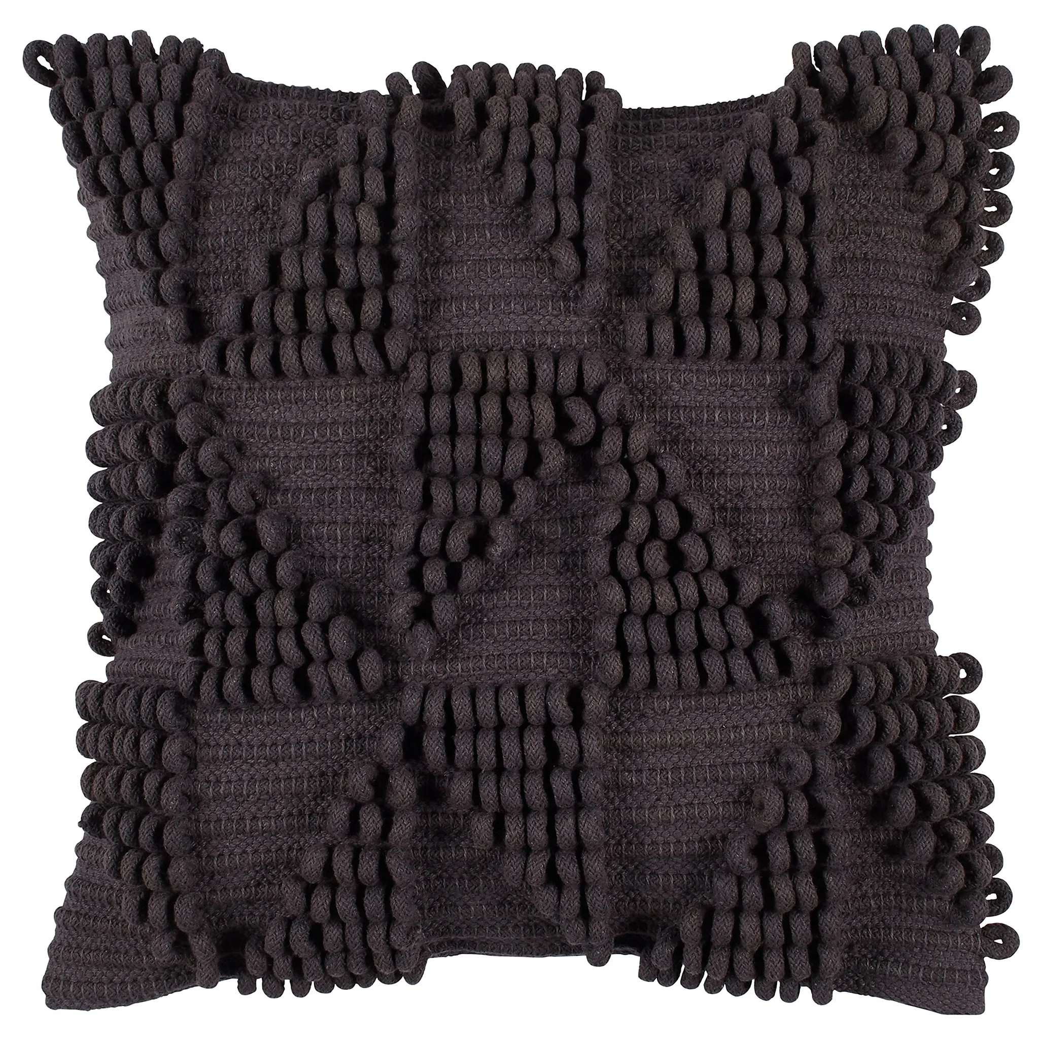 Charcoal Knitted Loop Decorative Throw Pillow