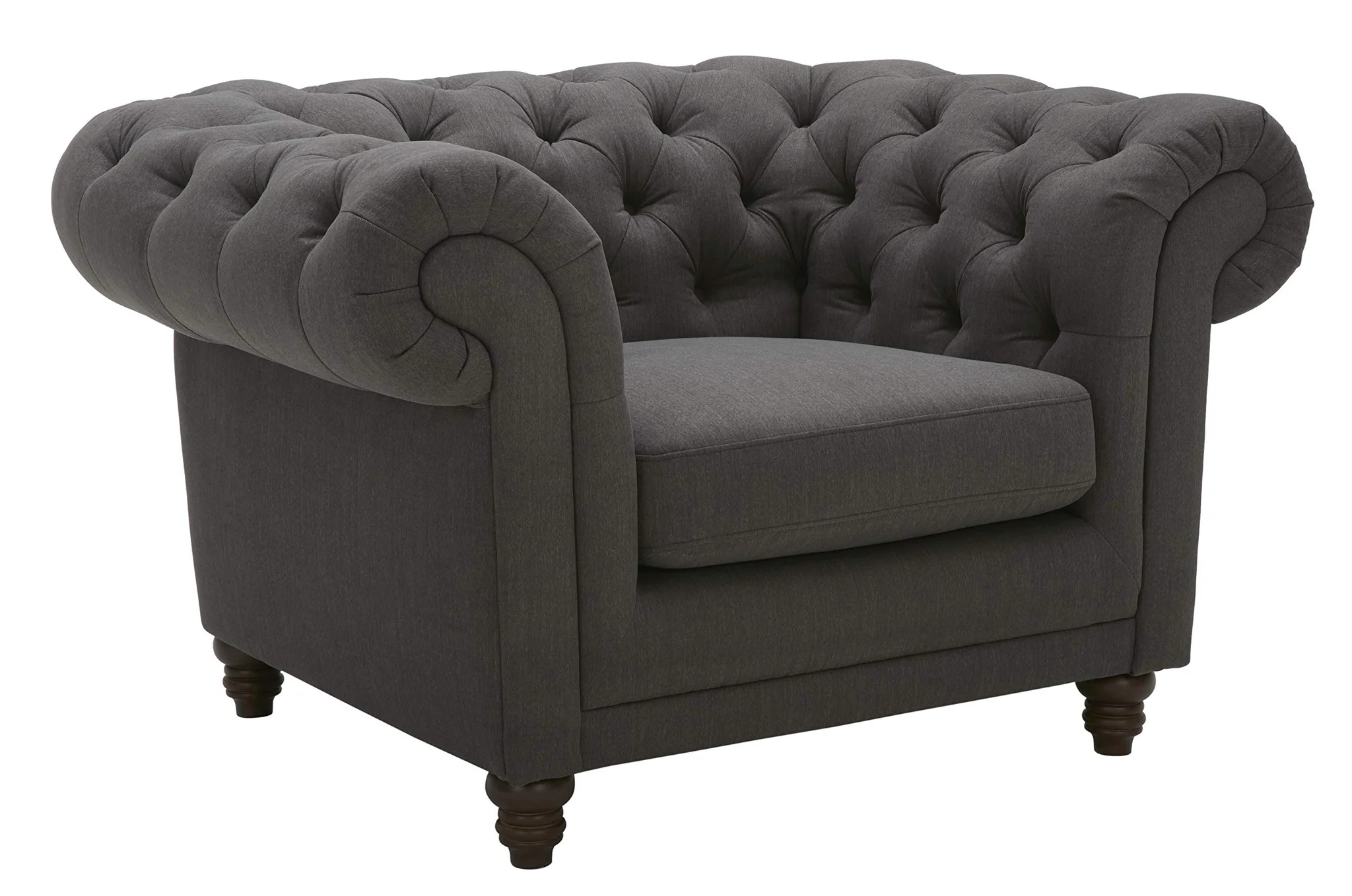Chesterfield Tufted Armchair – Classic Grey Fabric Upholstery