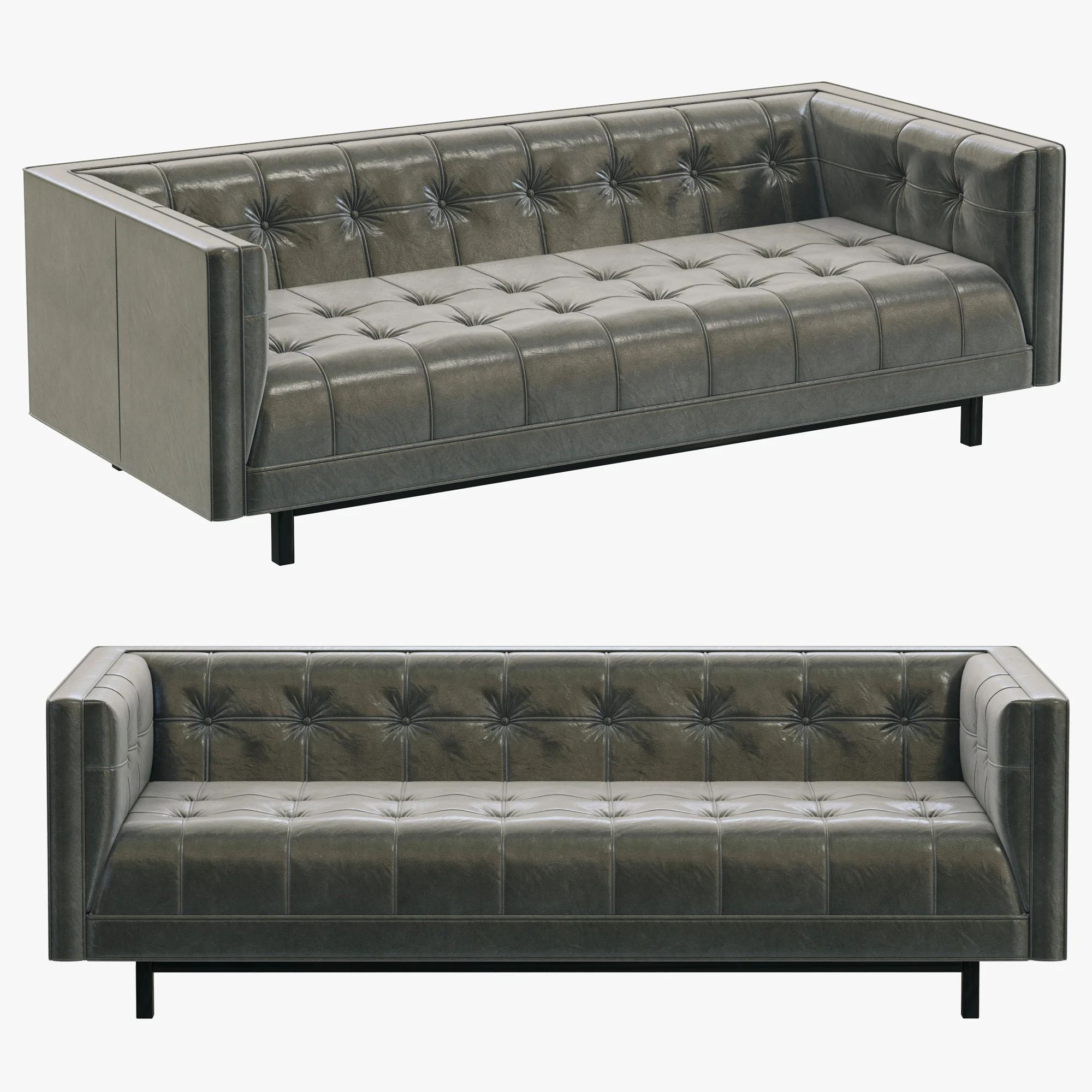 Restoration Hardware Madison Leather Sofa — 3D model preview 2