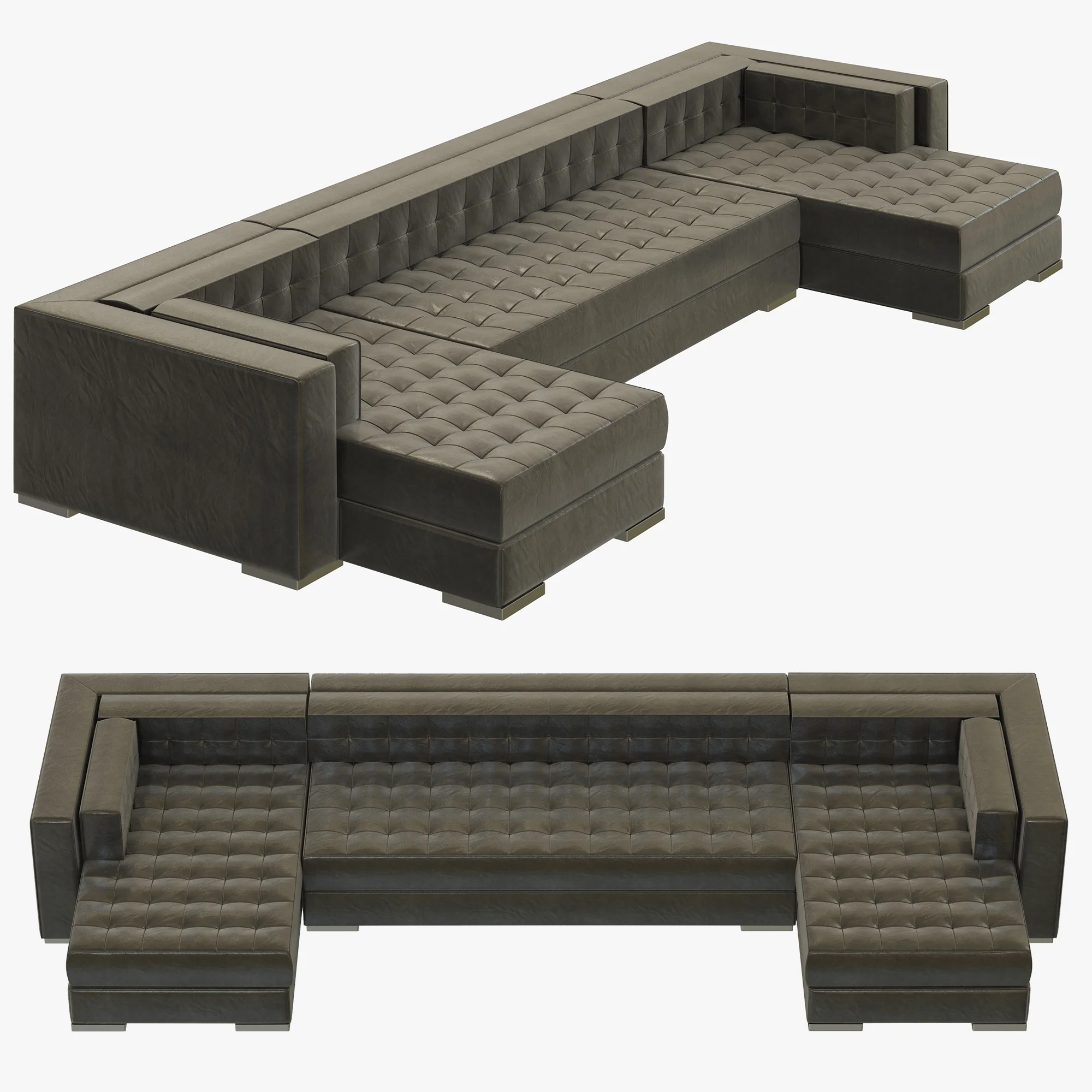 RH Modern Metropolitan U Chaise Sectional — 3D model preview 1