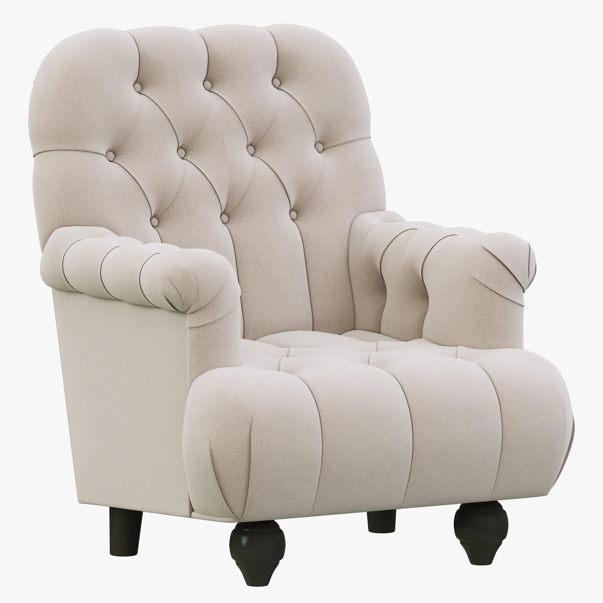 Restoration Hardware 1860 Napoleonic Tufted Upholstered Chair — 3D model preview 1