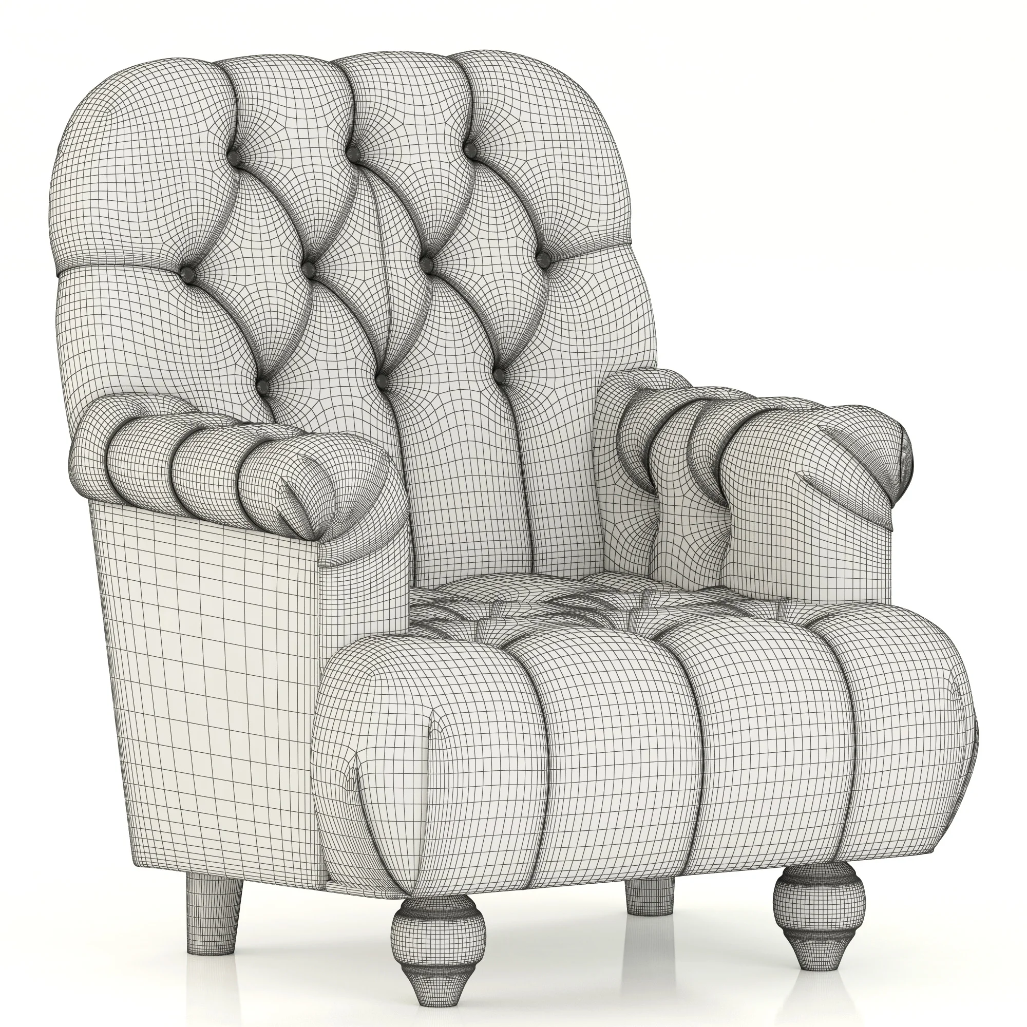 Restoration Hardware 1860 Napoleonic Tufted Upholstered Chair — 3D model preview 2