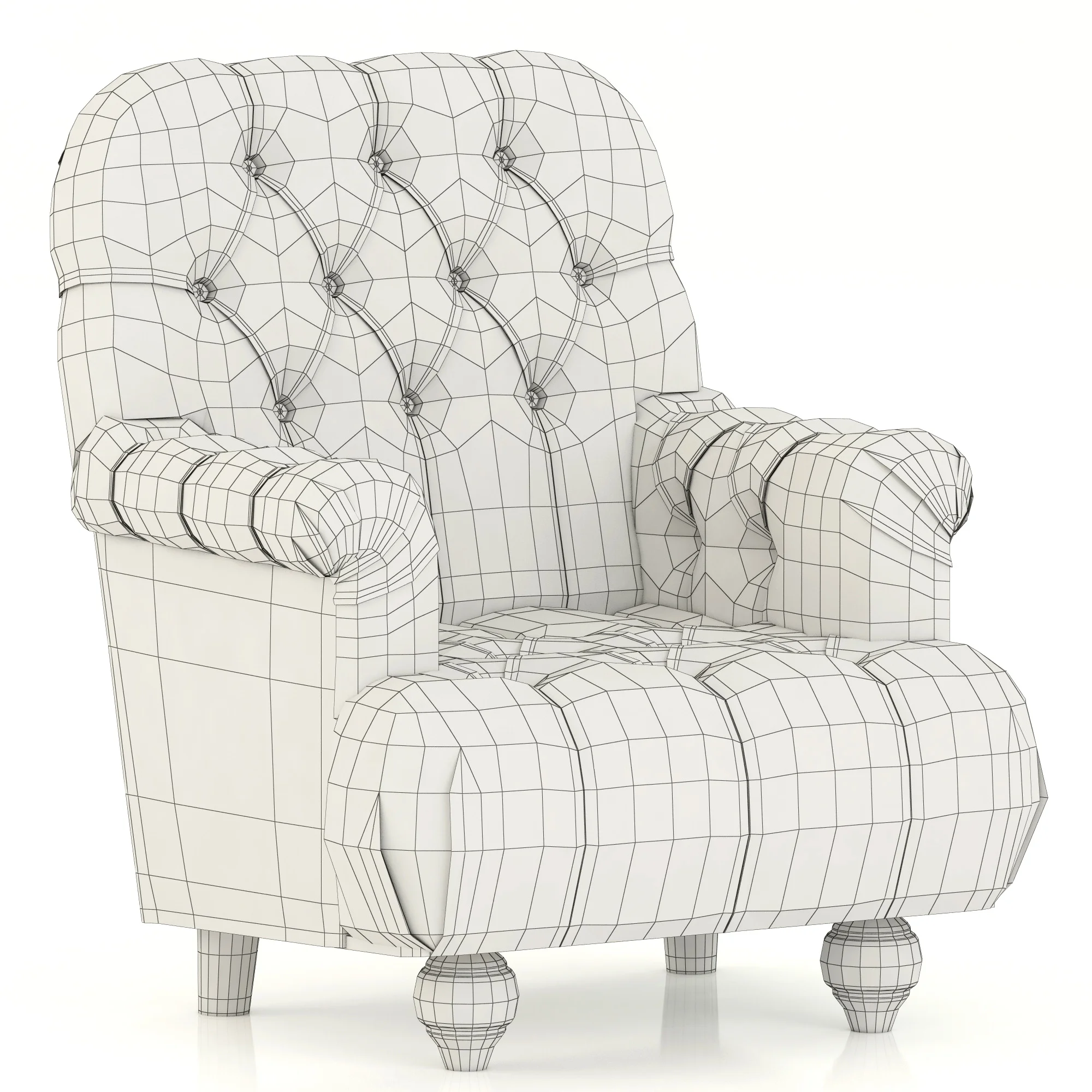 Restoration Hardware 1860 Napoleonic Tufted Upholstered Chair — 3D model preview 3